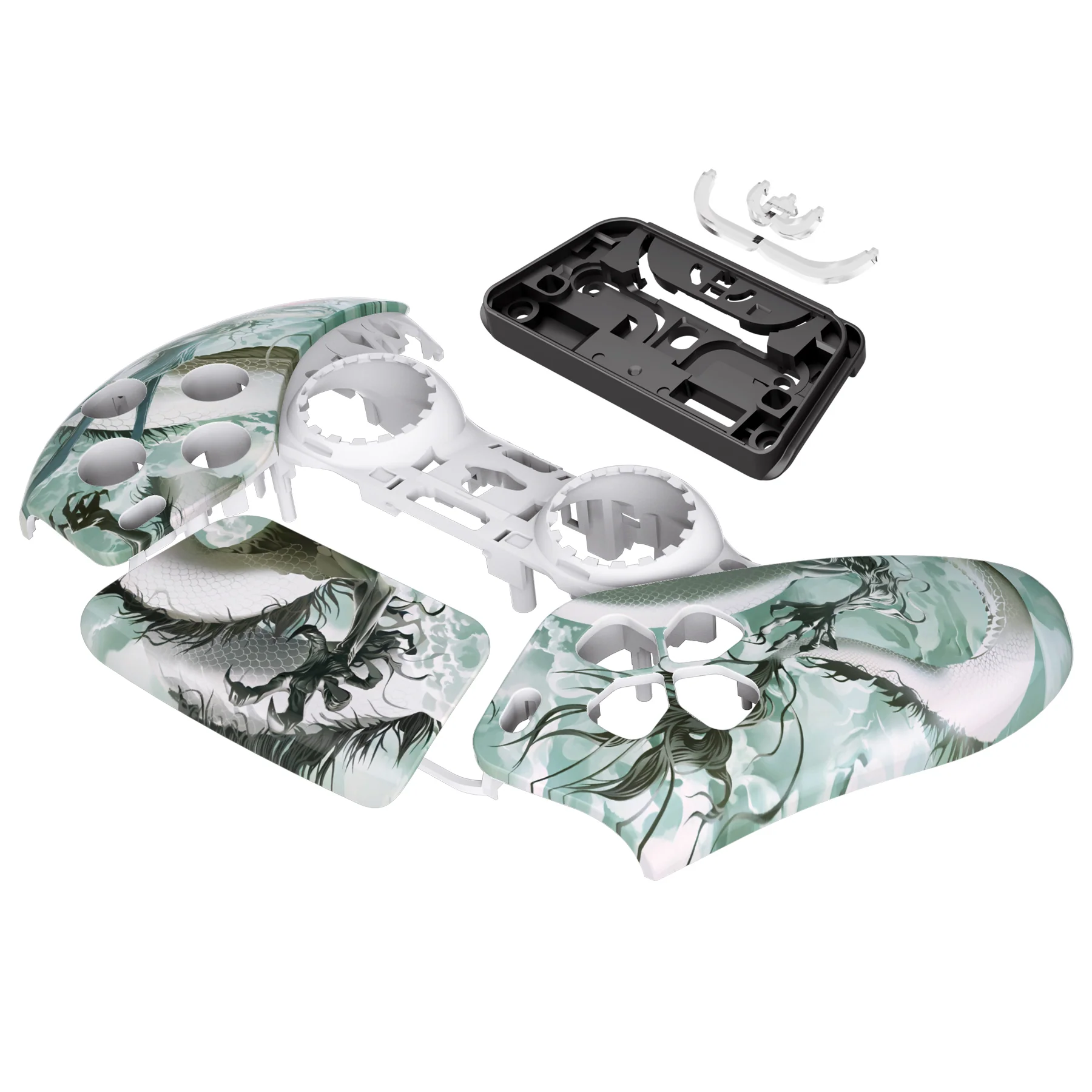 eXtremeRate Replacement Front Housing Shell with Touchpad Compatible with PS5 Controller BDM-010/020/030/040/050 - Jade Dragon - Cloud Dominator - Image 10