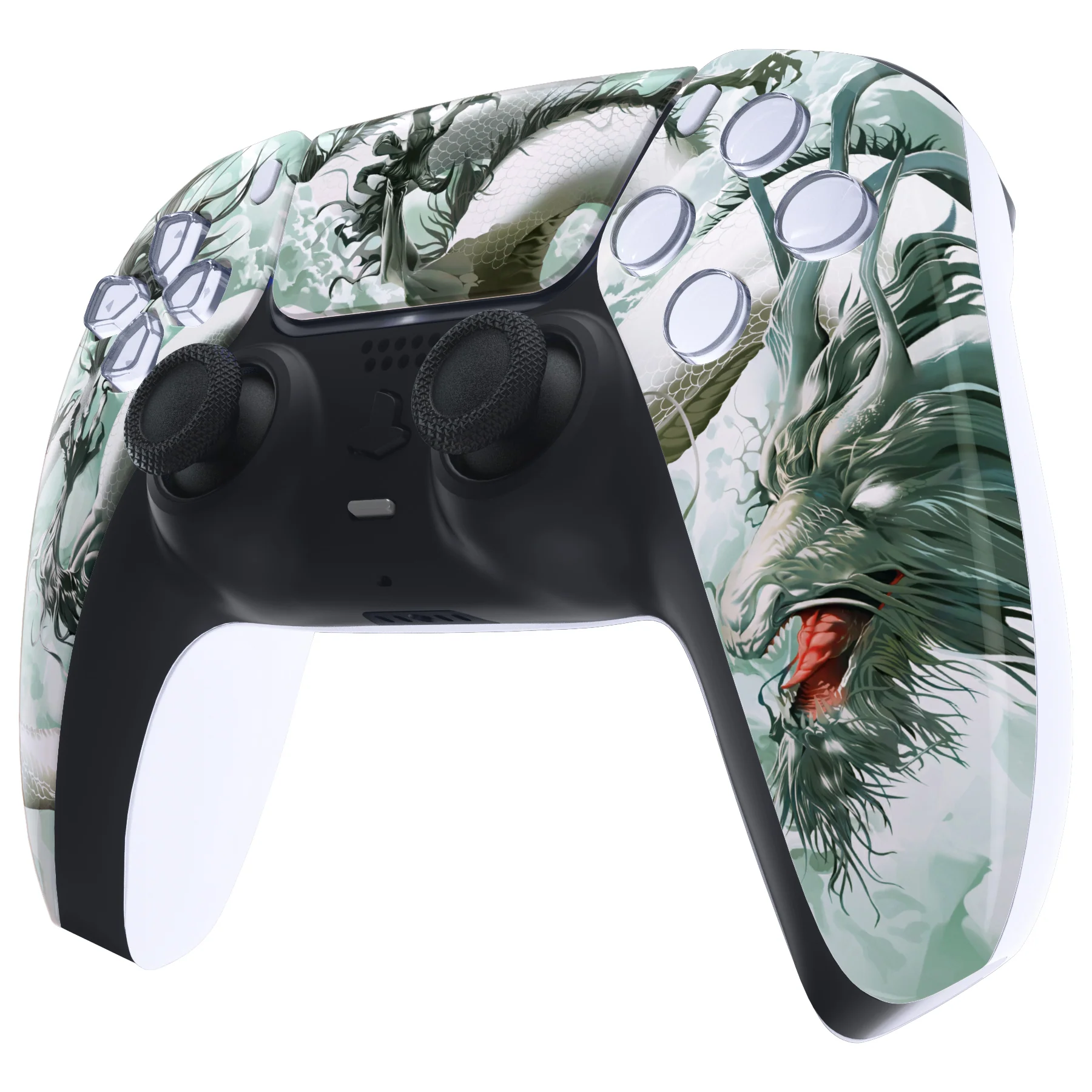 eXtremeRate Replacement Front Housing Shell with Touchpad Compatible with PS5 Controller BDM-010/020/030/040/050 - Jade Dragon - Cloud Dominator - Image 4