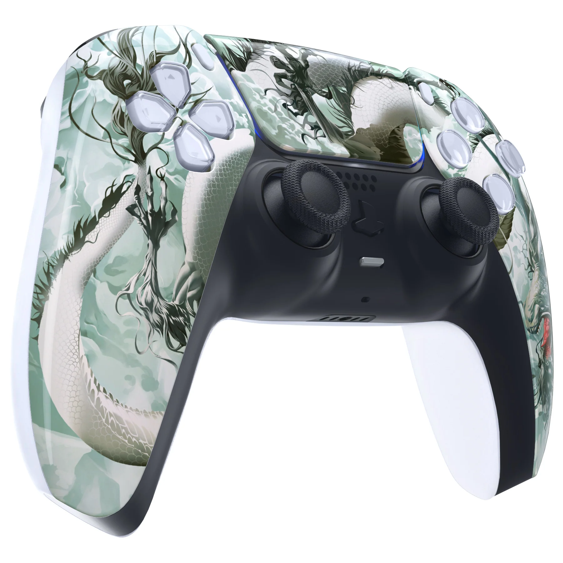 eXtremeRate Replacement Front Housing Shell with Touchpad Compatible with PS5 Controller BDM-010/020/030/040/050 - Jade Dragon - Cloud Dominator - Image 5