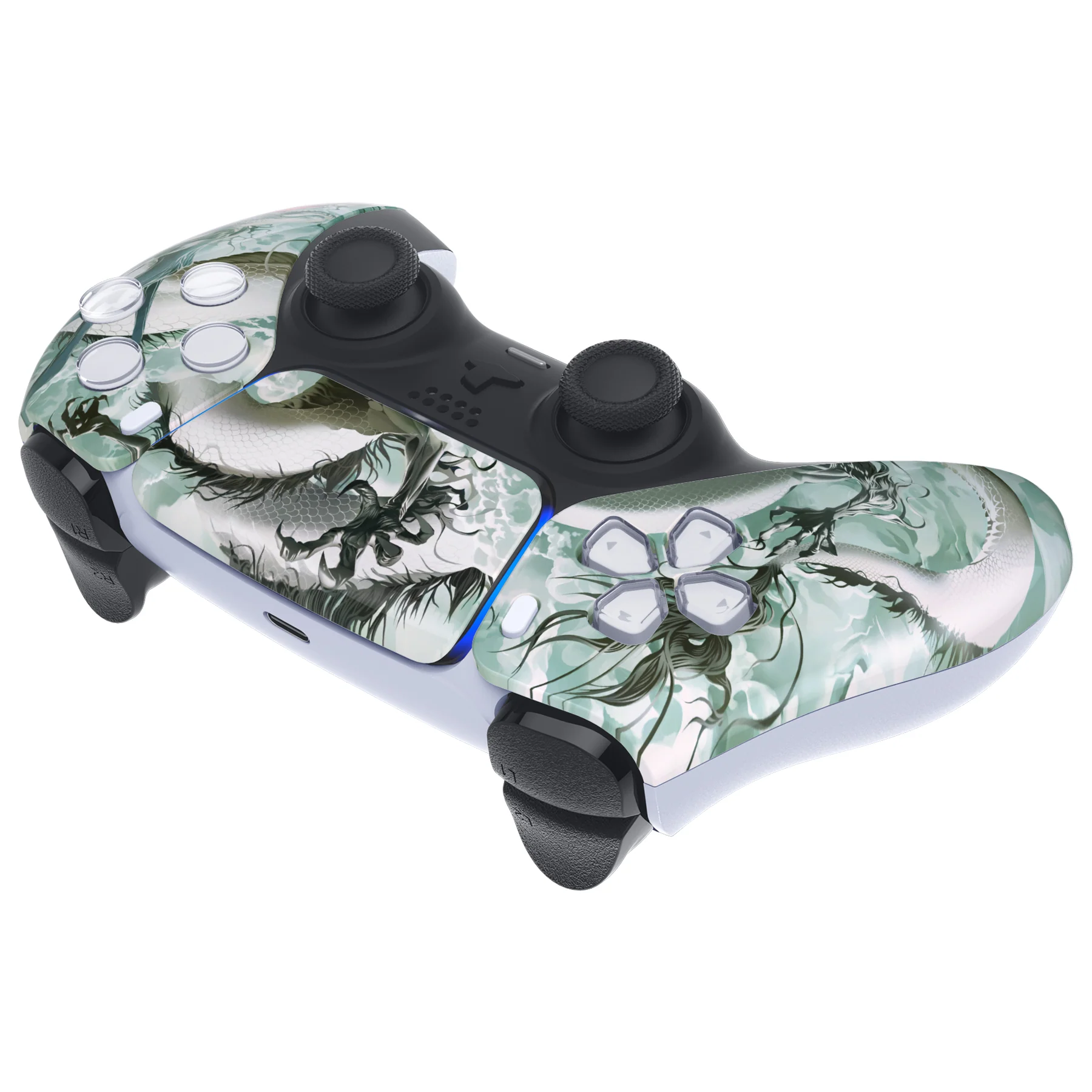eXtremeRate Replacement Front Housing Shell with Touchpad Compatible with PS5 Controller BDM-010/020/030/040/050 - Jade Dragon - Cloud Dominator - Image 6