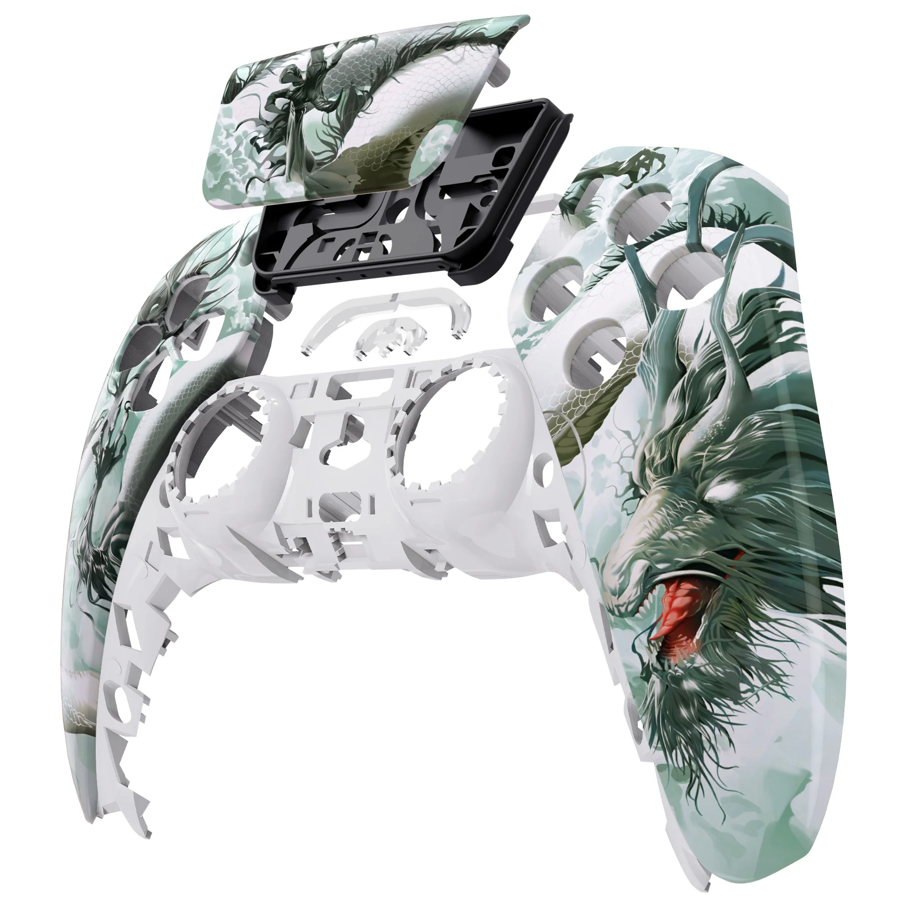 eXtremeRate Replacement Front Housing Shell with Touchpad Compatible with PS5 Controller BDM-010/020/030/040/050 - Jade Dragon - Cloud Dominator - Image 8