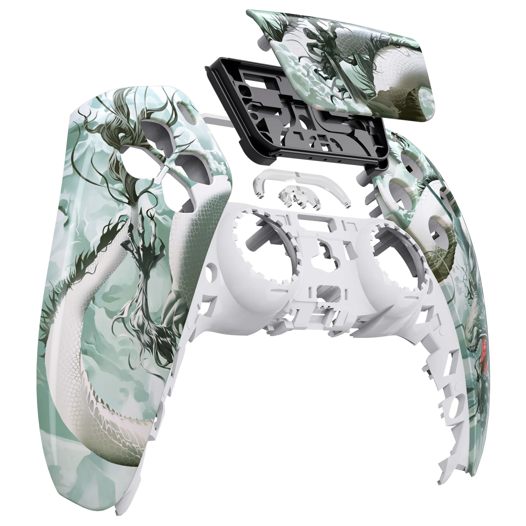 eXtremeRate Replacement Front Housing Shell with Touchpad Compatible with PS5 Controller BDM-010/020/030/040/050 - Jade Dragon - Cloud Dominator - Image 9