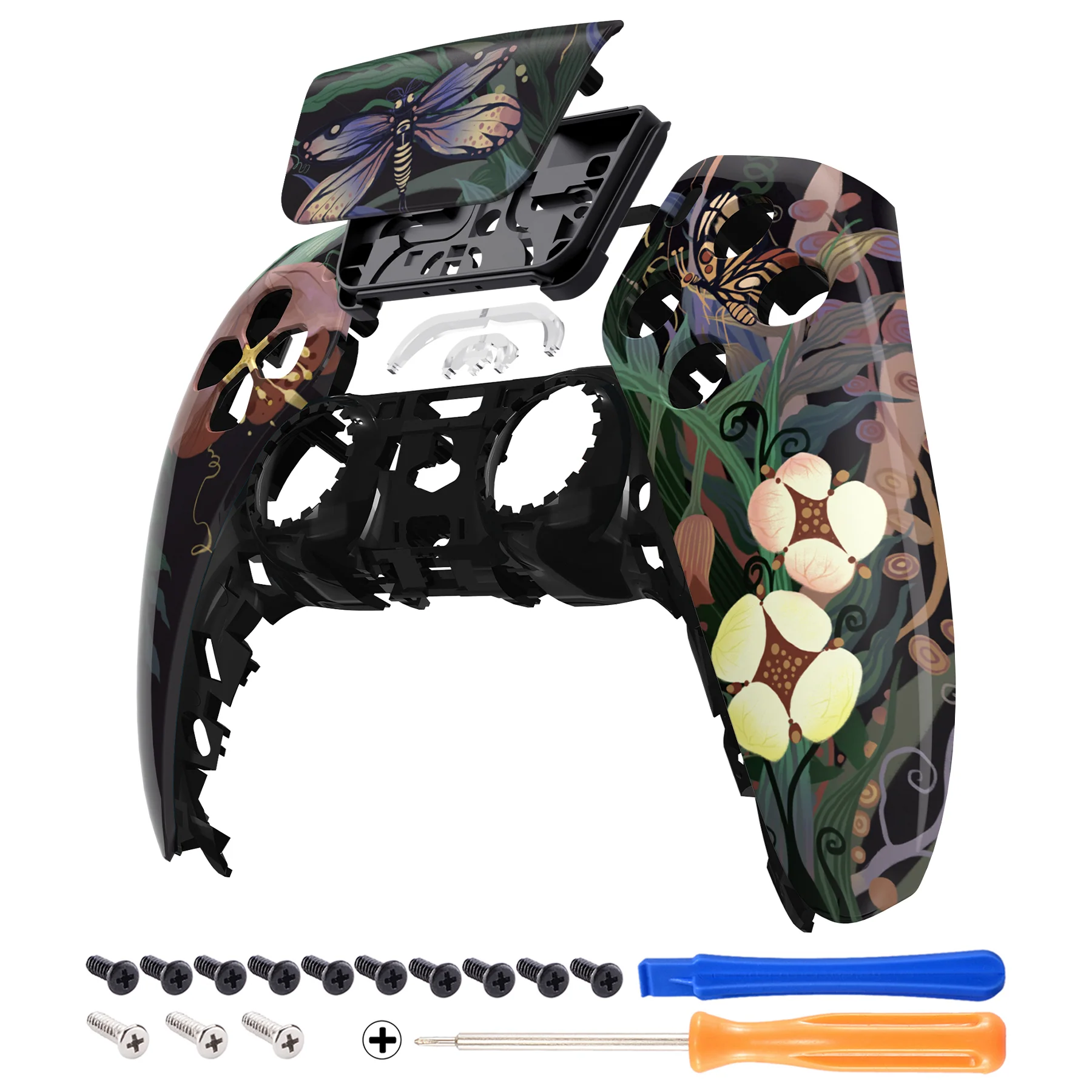eXtremeRate Replacement Front Housing Shell with Touchpad Compatible with PS5 Controller BDM-010/020/030/040/050 - Mysterious Garden - Image 7