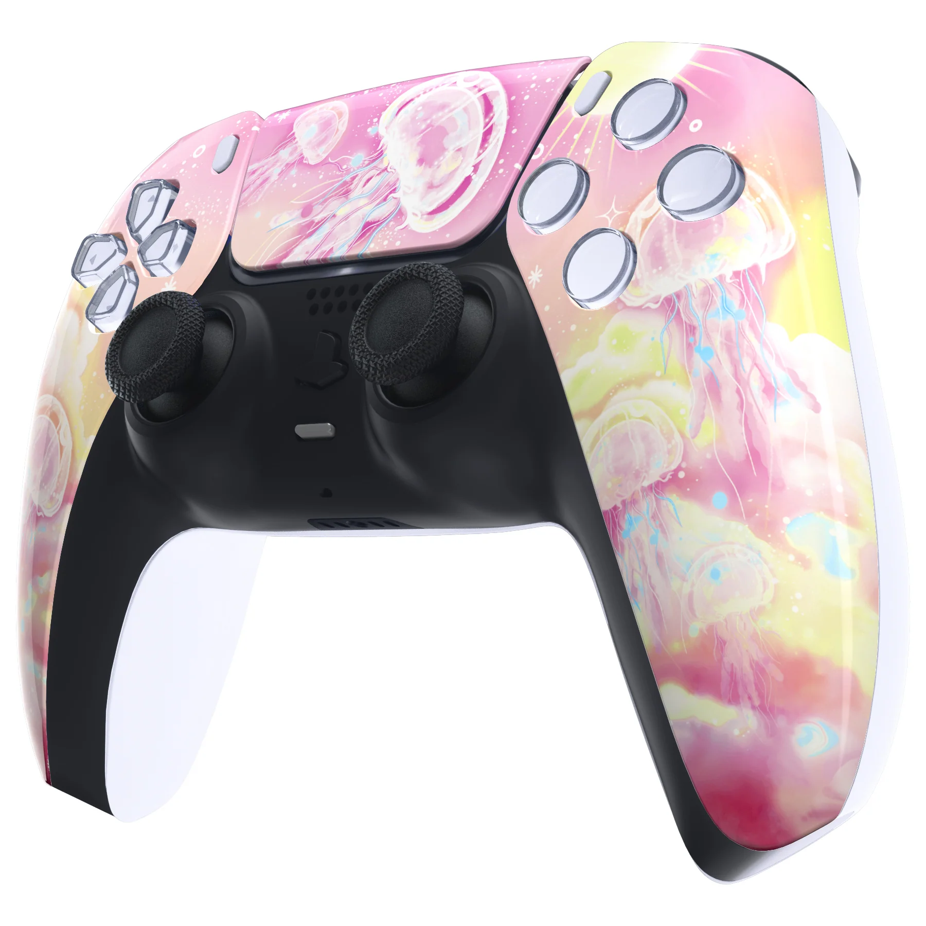 eXtremeRate Replacement Front Housing Shell with Touchpad Compatible with PS5 Controller BDM-010/020/030/040/050 - Pinky Jellyfish Heaven - Image 4