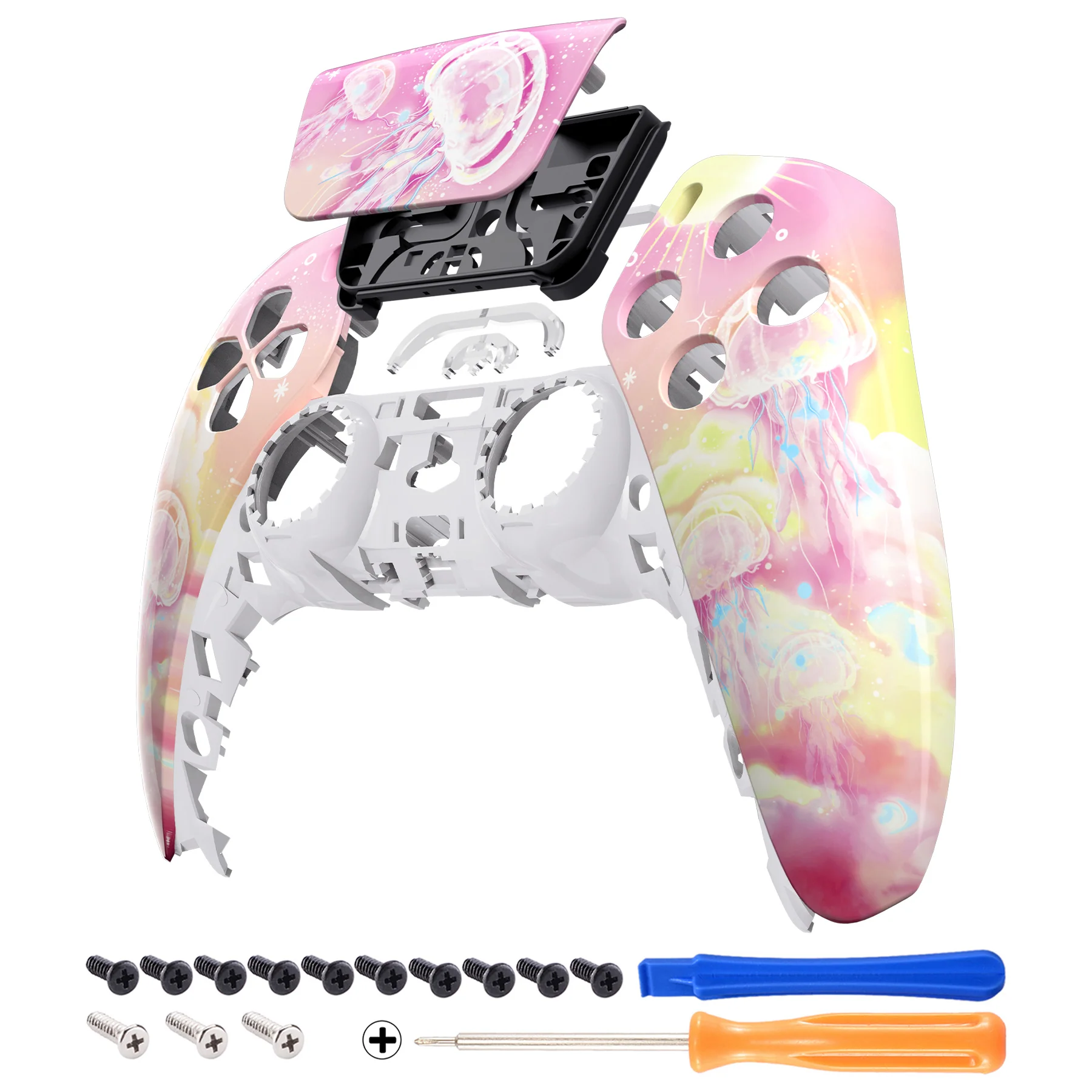 eXtremeRate Replacement Front Housing Shell with Touchpad Compatible with PS5 Controller BDM-010/020/030/040/050 - Pinky Jellyfish Heaven - Image 7