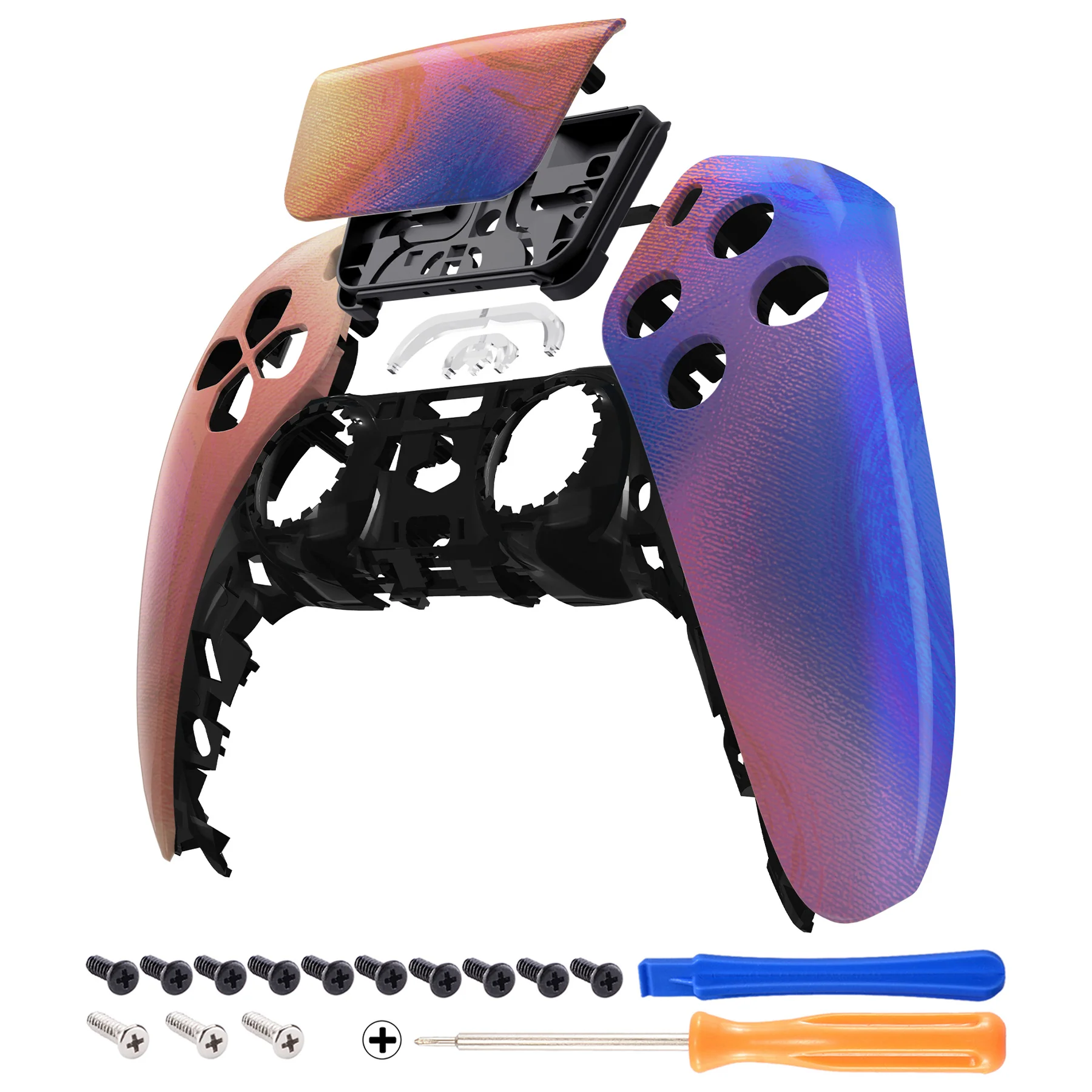 eXtremeRate Replacement Front Housing Shell with Touchpad Compatible with PS5 Controller BDM-010/020/030/040/050 - Purple Red Swirl - Image 7