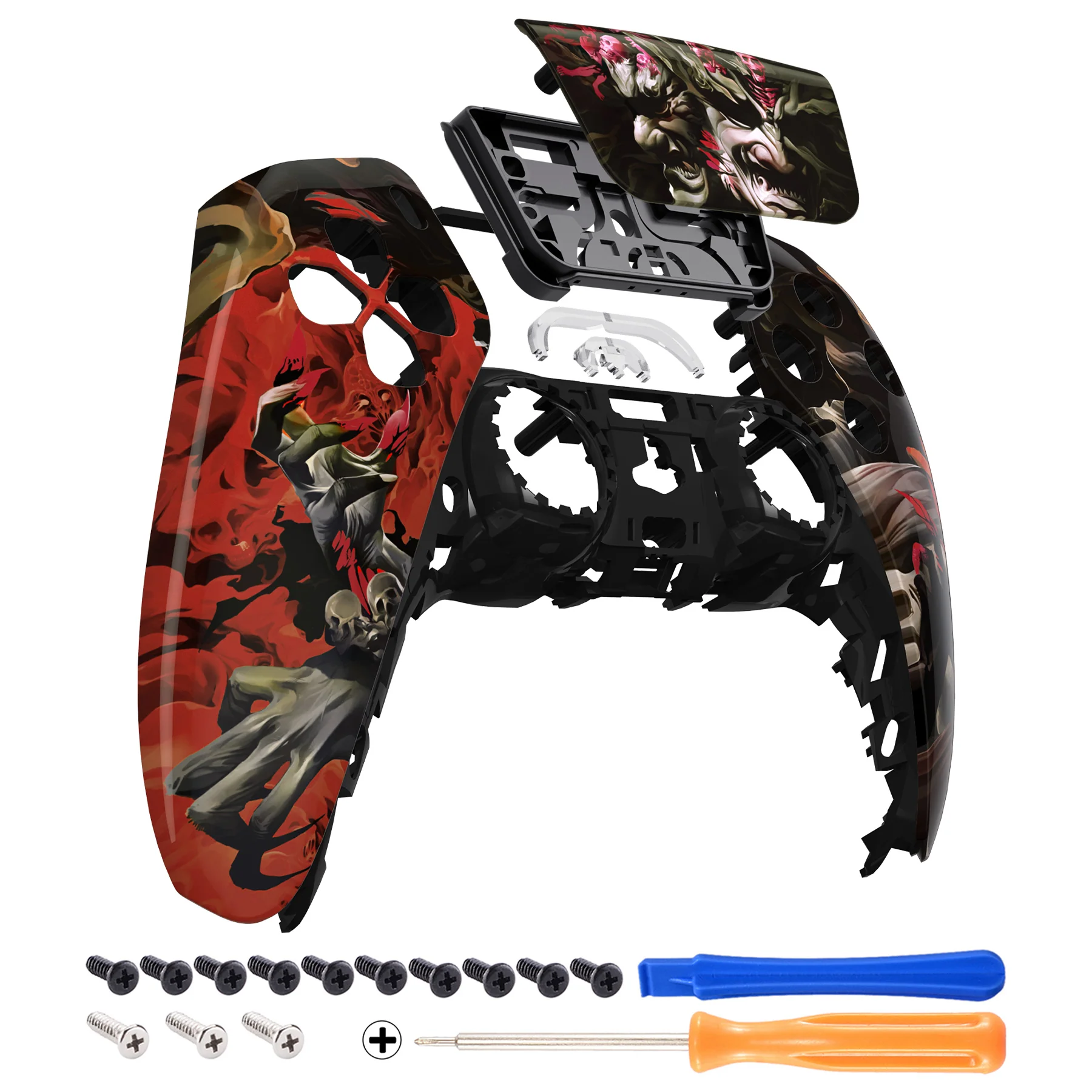eXtremeRate Replacement Front Housing Shell with Touchpad Compatible with PS5 Controller BDM-010/020/030/040/050 - Rage of Asura - Image 7