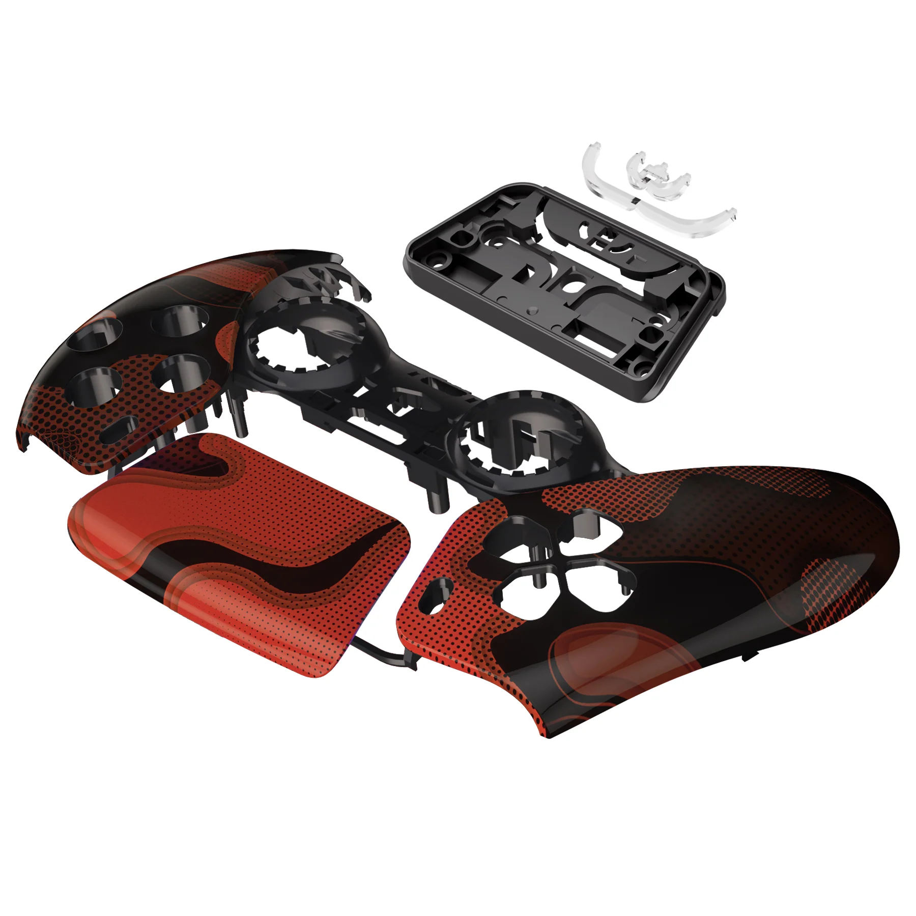 eXtremeRate Replacement Front Housing Shell with Touchpad Compatible with PS5 Controller BDM-010/020/030/040/050 - Red Black Camouflage - Image 10