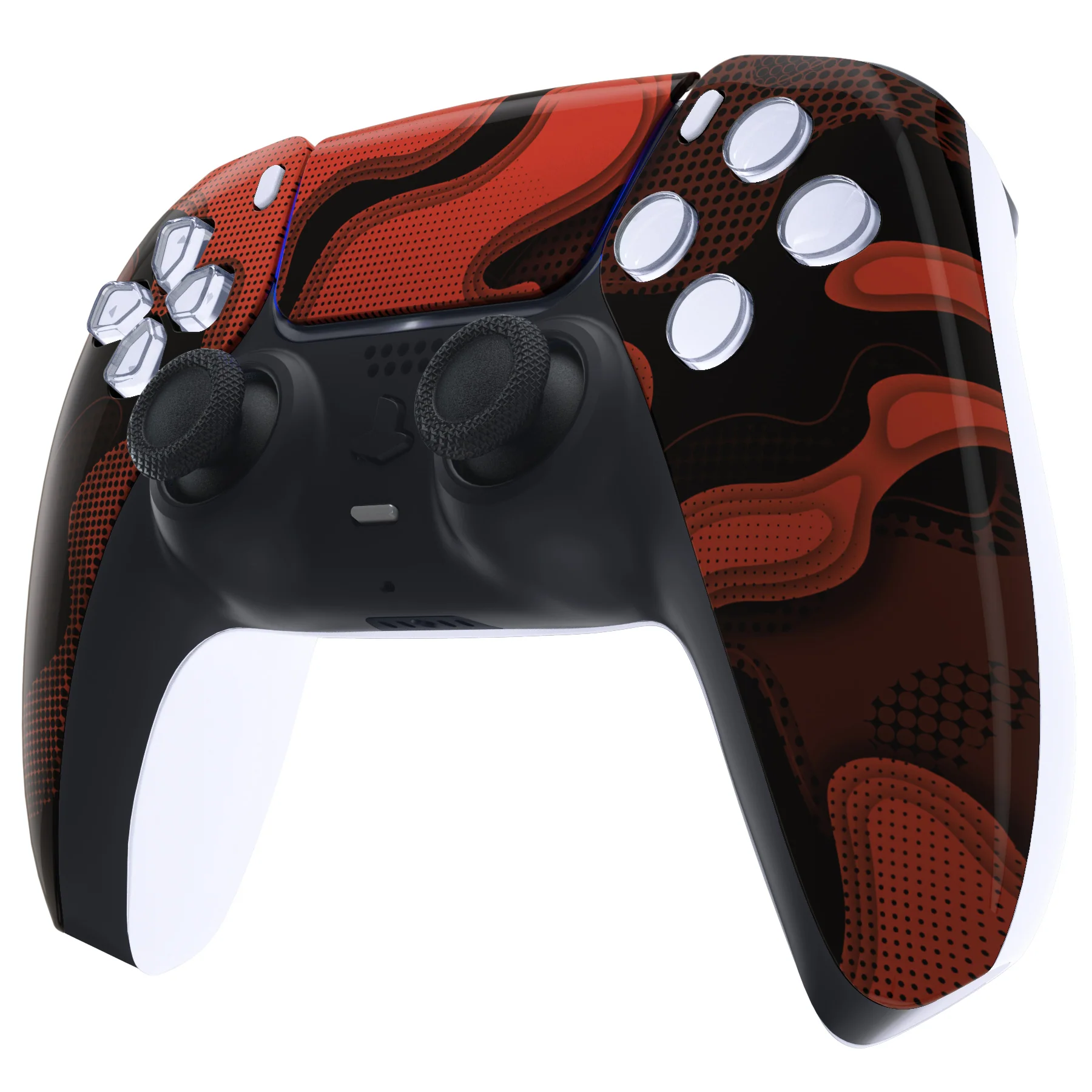 eXtremeRate Replacement Front Housing Shell with Touchpad Compatible with PS5 Controller BDM-010/020/030/040/050 - Red Black Camouflage - Image 4