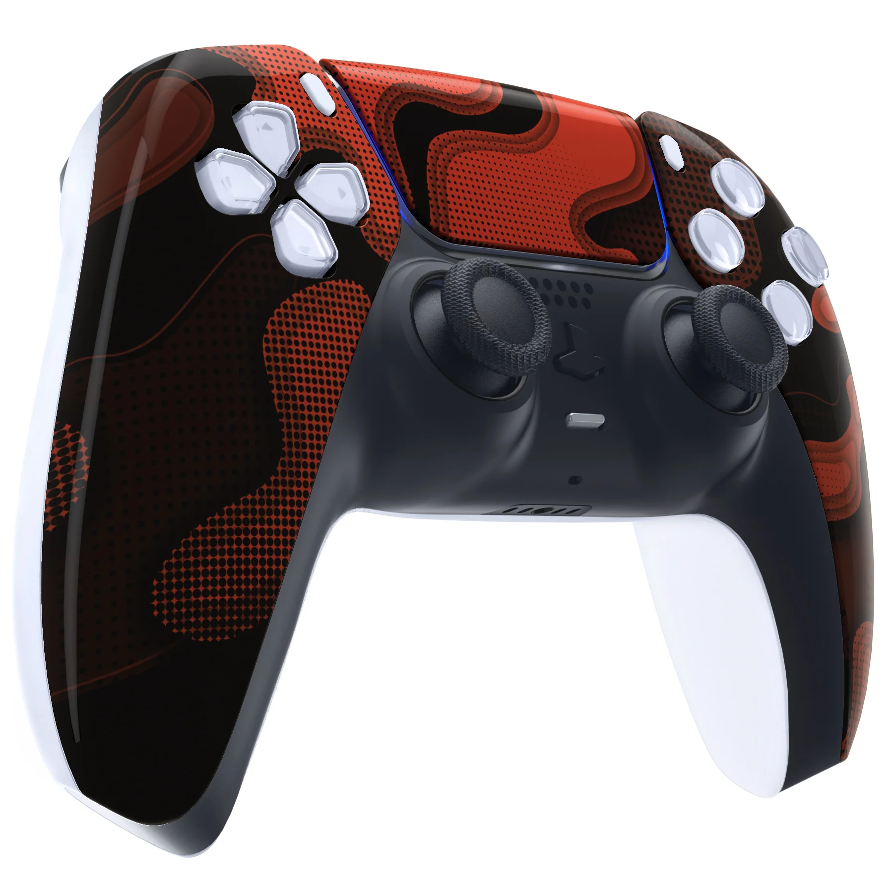 eXtremeRate Replacement Front Housing Shell with Touchpad Compatible with PS5 Controller BDM-010/020/030/040/050 - Red Black Camouflage - Image 5