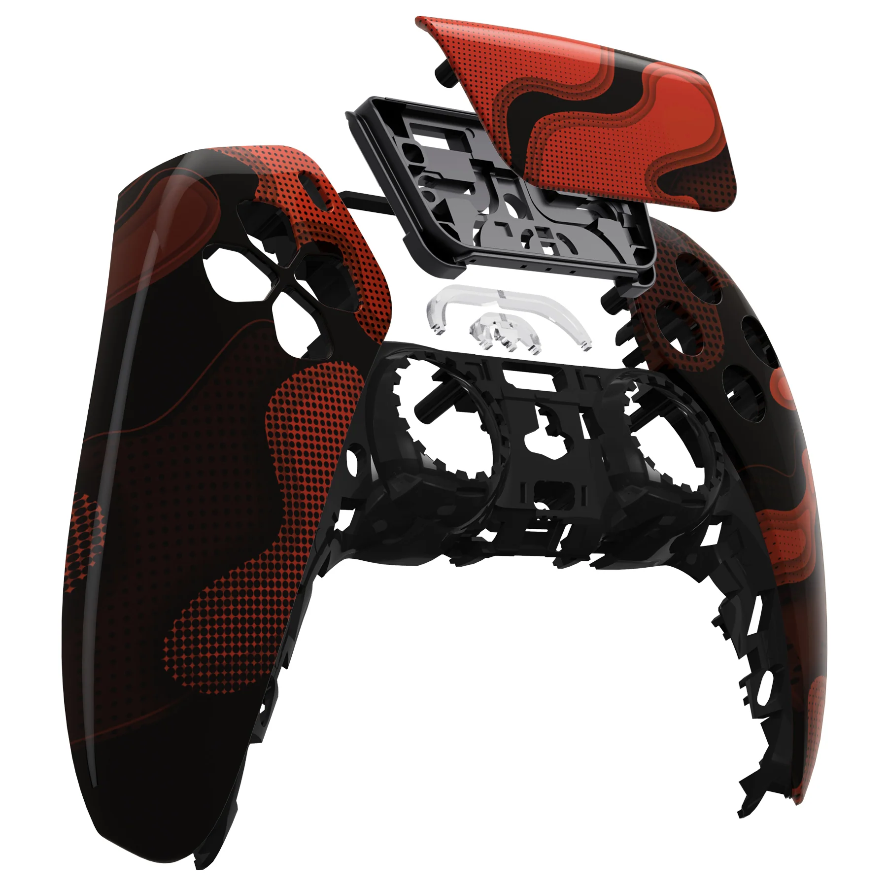 eXtremeRate Replacement Front Housing Shell with Touchpad Compatible with PS5 Controller BDM-010/020/030/040/050 - Red Black Camouflage - Image 9