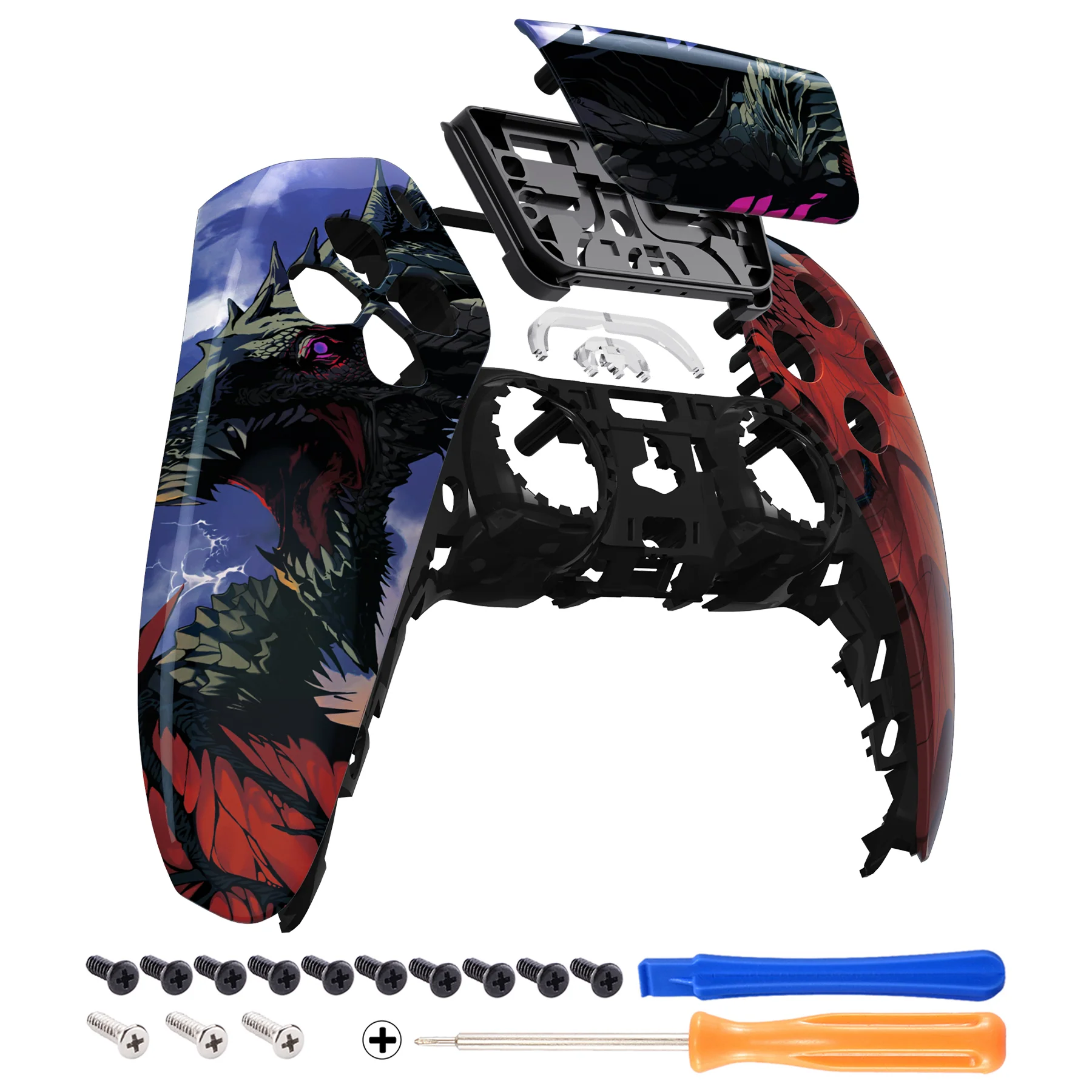 eXtremeRate Replacement Front Housing Shell with Touchpad Compatible with PS5 Controller BDM-010/020/030/040/050 - Roaring Dragon - Image 7