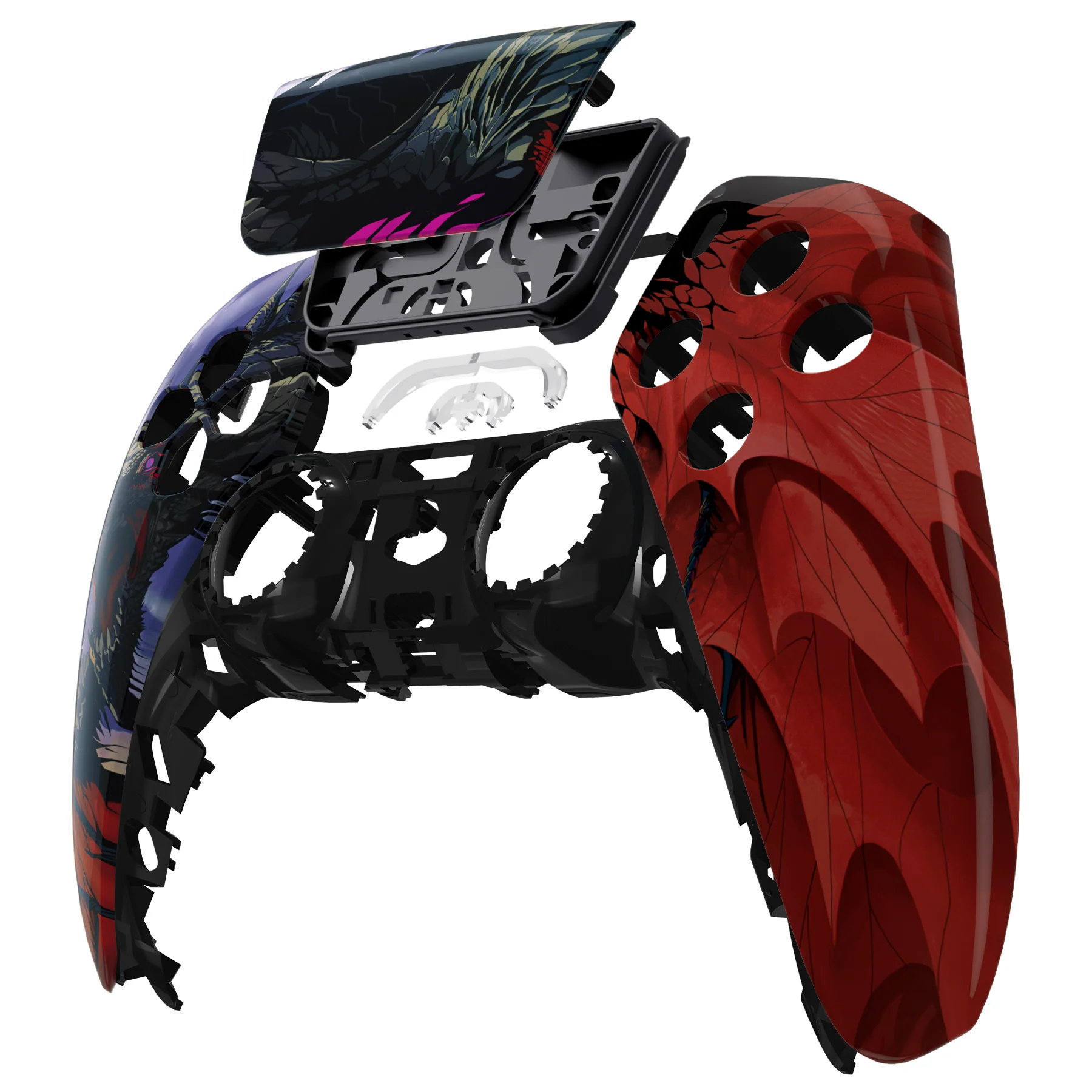eXtremeRate Replacement Front Housing Shell with Touchpad Compatible with PS5 Controller BDM-010/020/030/040/050 - Roaring Dragon - Image 8