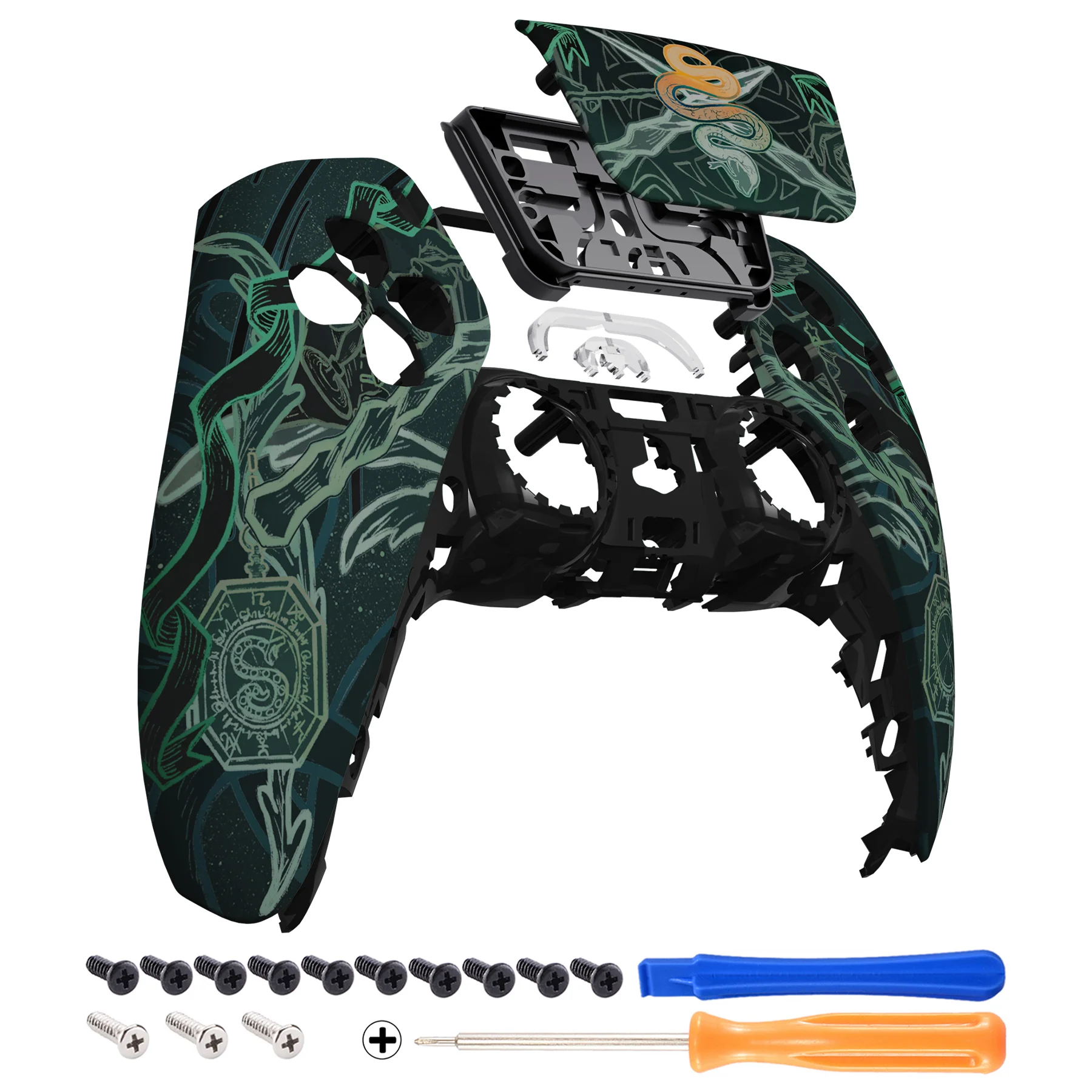 eXtremeRate Replacement Front Housing Shell with Touchpad Compatible with PS5 Controller BDM-010/020/030/040/050 - Serpent Totem - Image 7