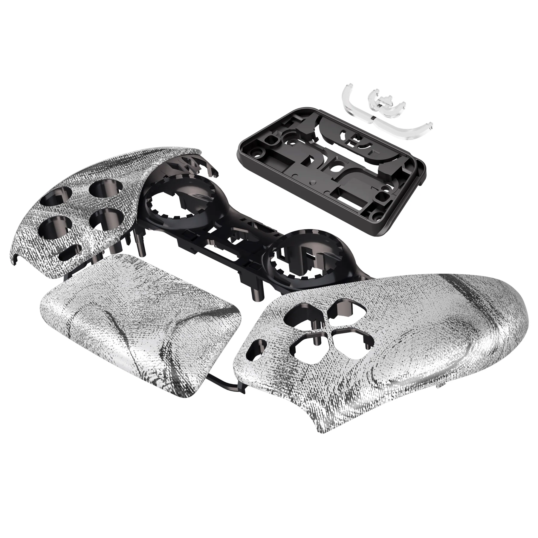 eXtremeRate Replacement Front Housing Shell with Touchpad Compatible with PS5 Controller BDM-010/020/030/040/050 - Silver Wave - Image 10
