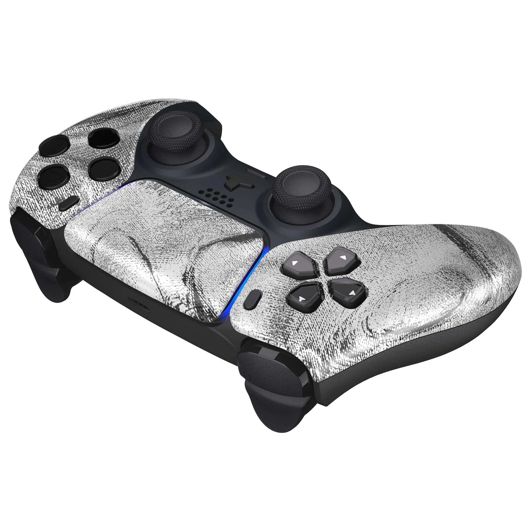 eXtremeRate Replacement Front Housing Shell with Touchpad Compatible with PS5 Controller BDM-010/020/030/040/050 - Silver Wave - Image 6