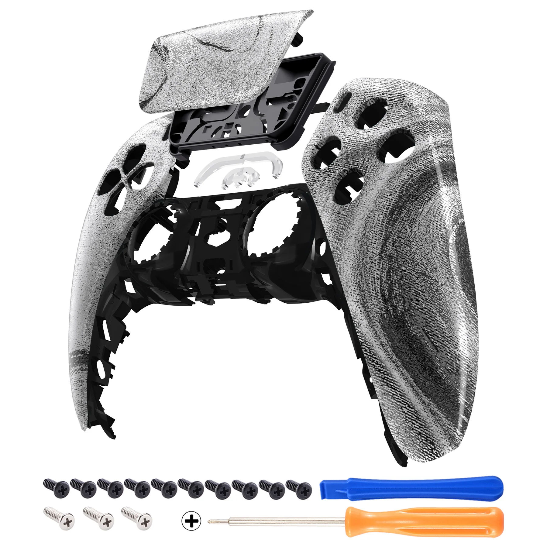 eXtremeRate Replacement Front Housing Shell with Touchpad Compatible with PS5 Controller BDM-010/020/030/040/050 - Silver Wave - Image 7