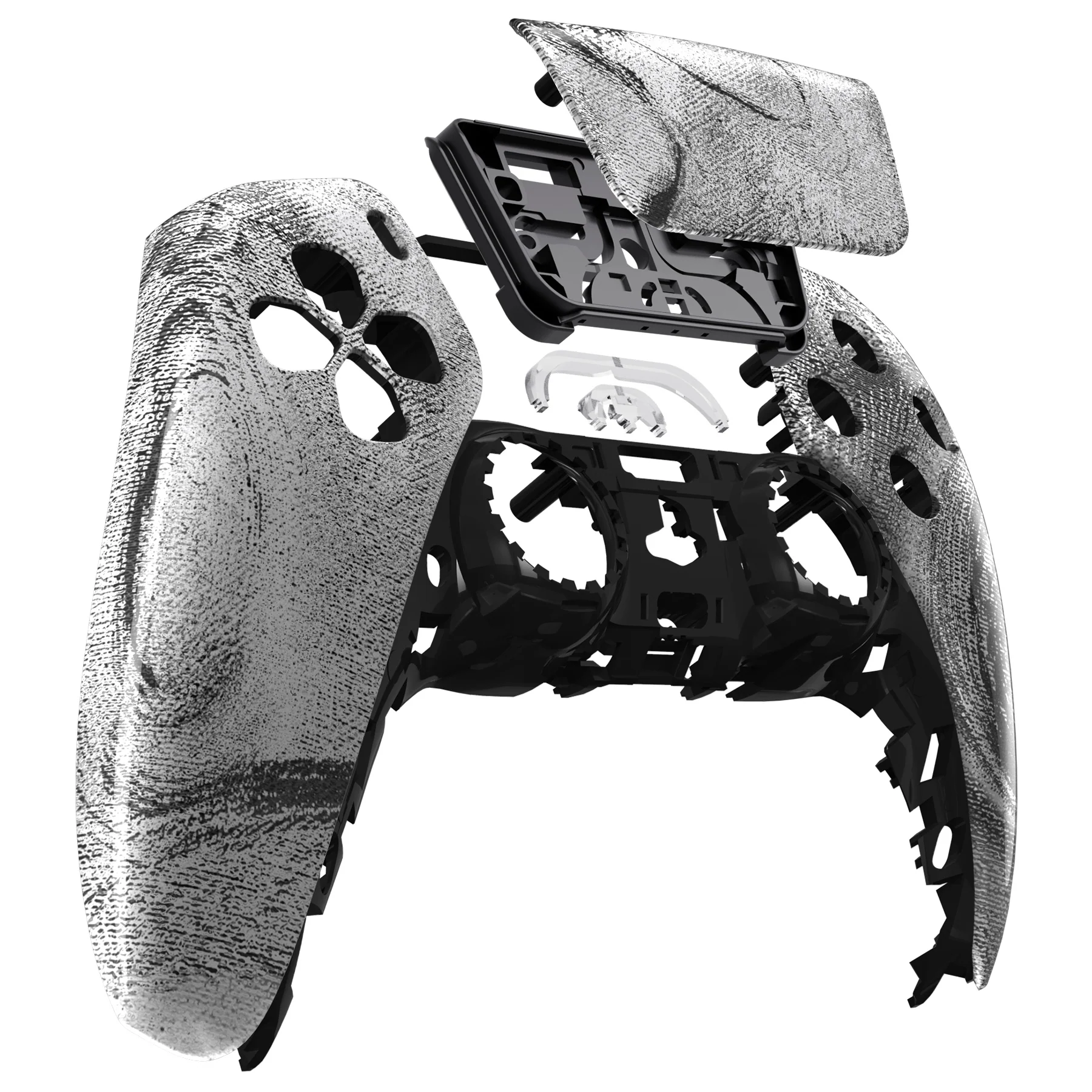 eXtremeRate Replacement Front Housing Shell with Touchpad Compatible with PS5 Controller BDM-010/020/030/040/050 - Silver Wave - Image 9