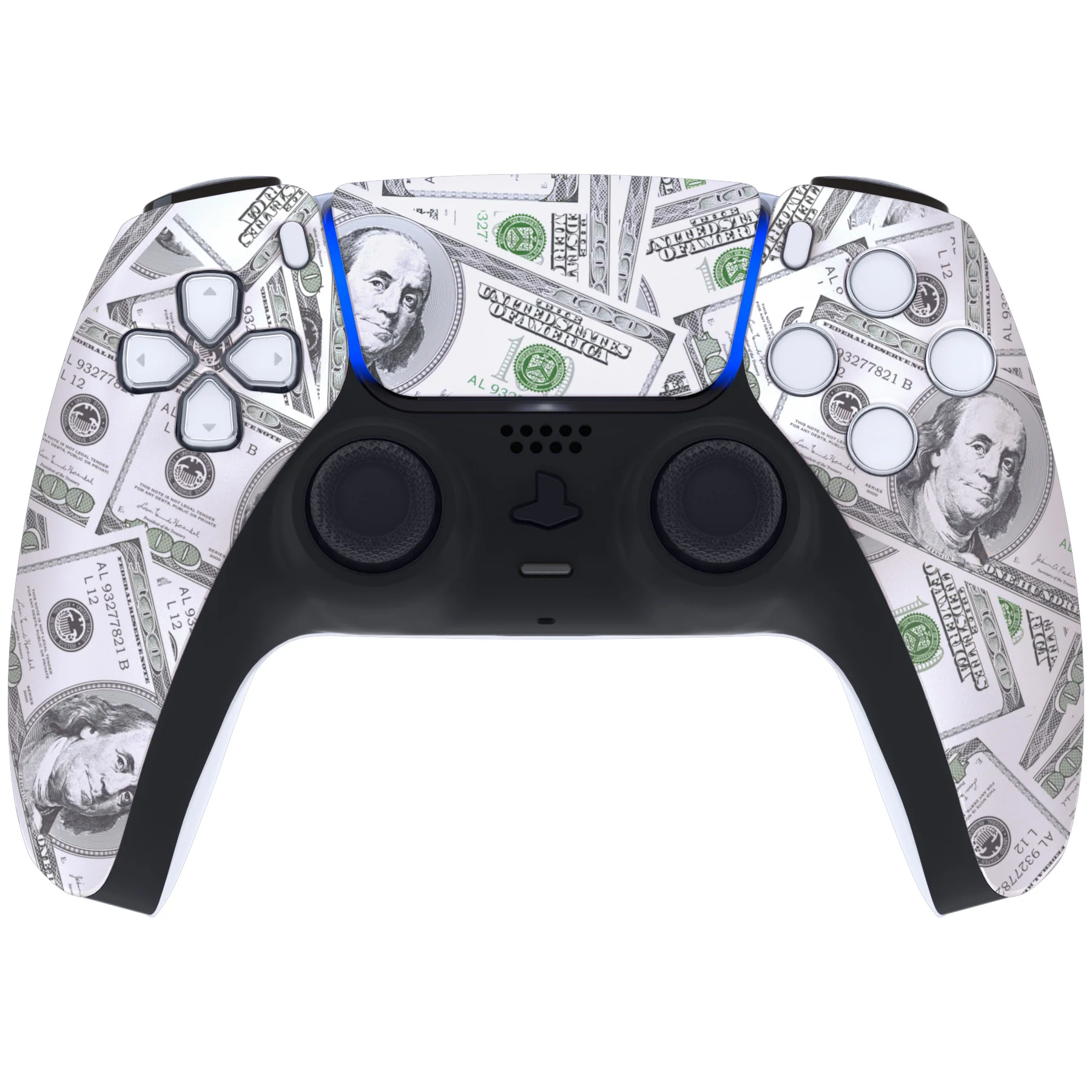 eXtremeRate Replacement Front Housing Shell with Touchpad Compatible with PS5 Controller BDM-010/020/030/040/050 - The $100 Cash Money - Image 2