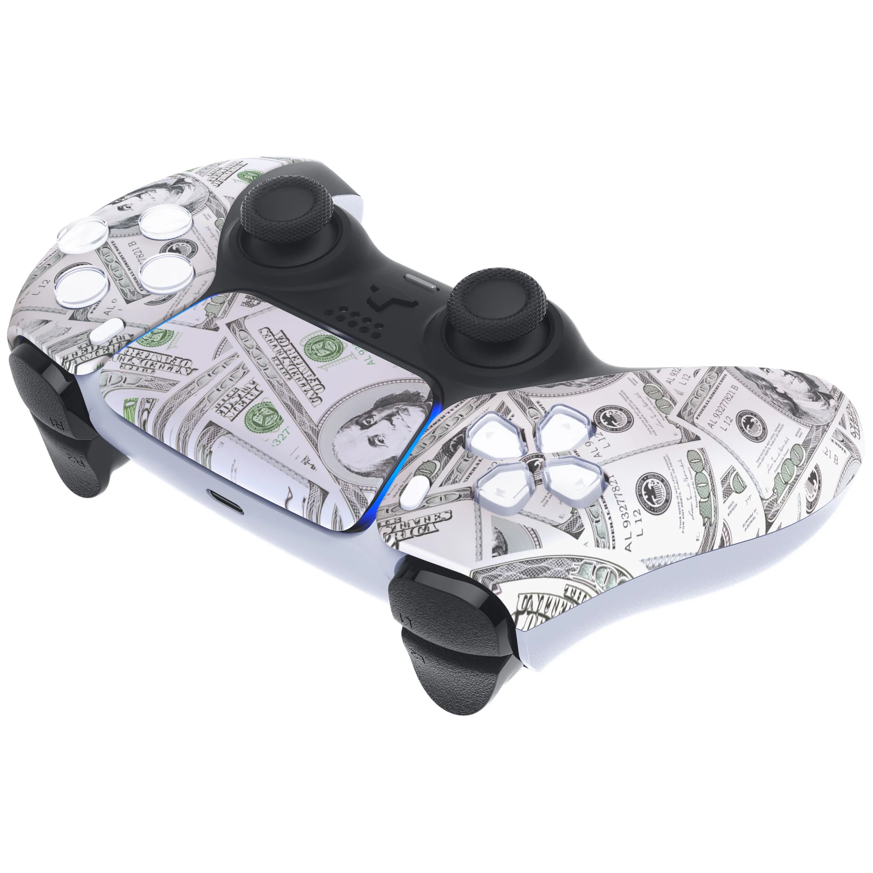 eXtremeRate Replacement Front Housing Shell with Touchpad Compatible with PS5 Controller BDM-010/020/030/040/050 - The $100 Cash Money - Image 6