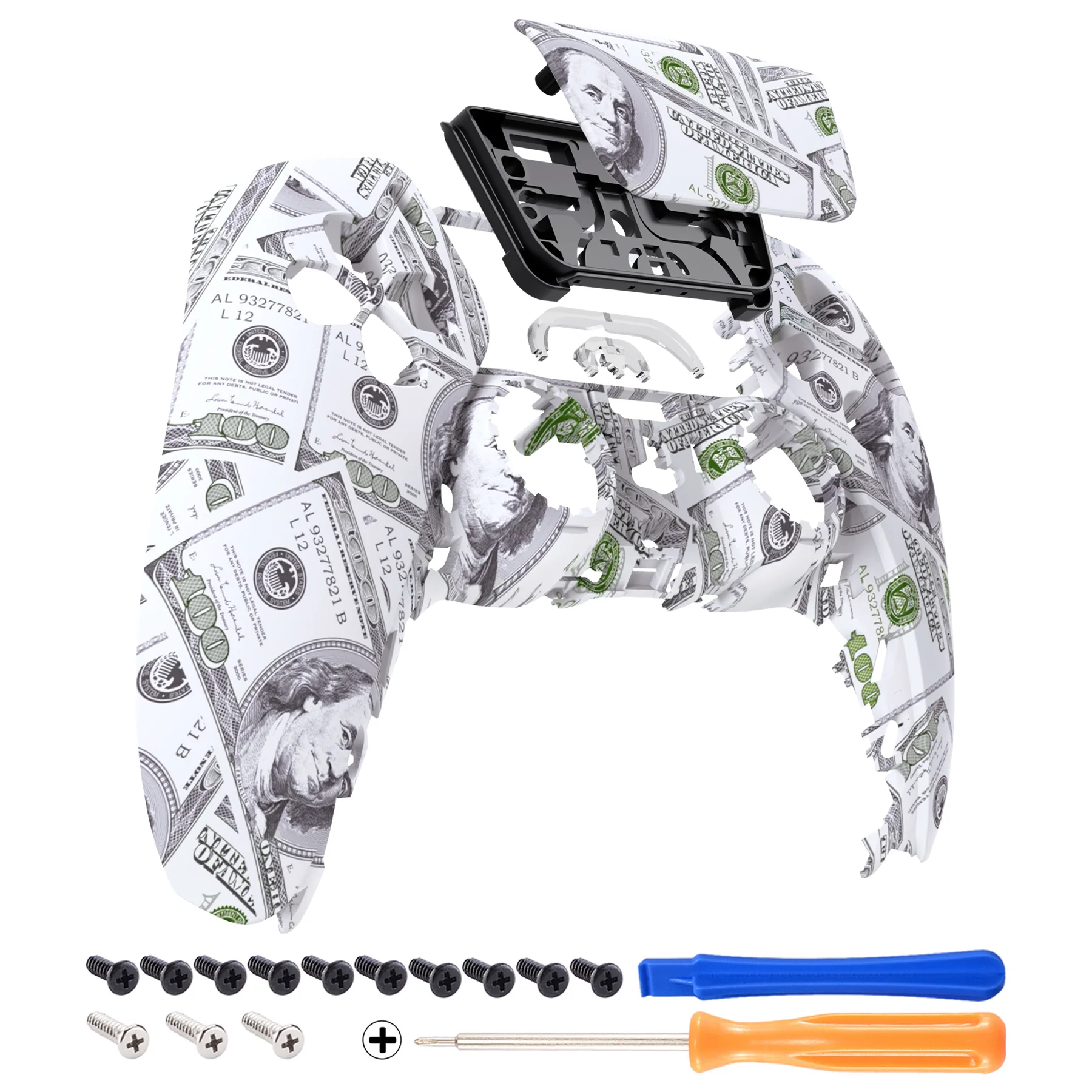 eXtremeRate Replacement Front Housing Shell with Touchpad Compatible with PS5 Controller BDM-010/020/030/040/050 - The $100 Cash Money - Image 7