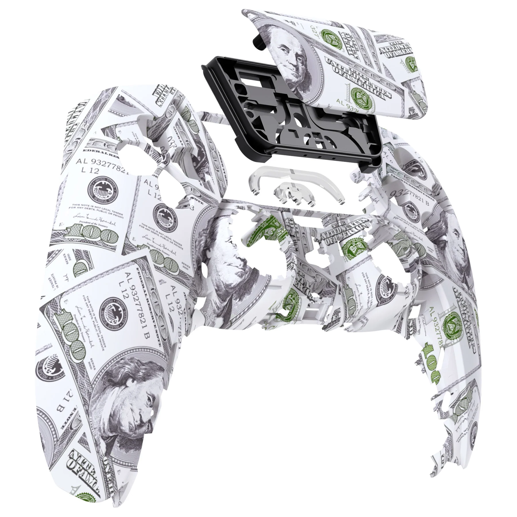 eXtremeRate Replacement Front Housing Shell with Touchpad Compatible with PS5 Controller BDM-010/020/030/040/050 - The $100 Cash Money - Image 9
