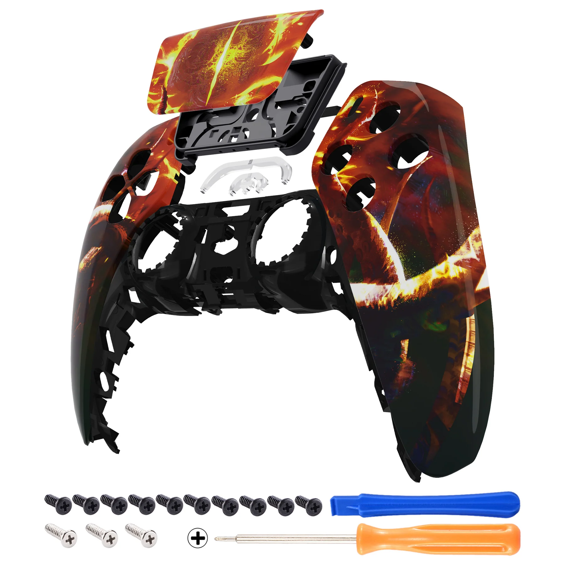 eXtremeRate Replacement Front Housing Shell with Touchpad Compatible with PS5 Controller BDM-010/020/030/040/050 - The Great Flaming Overlord - Image 7