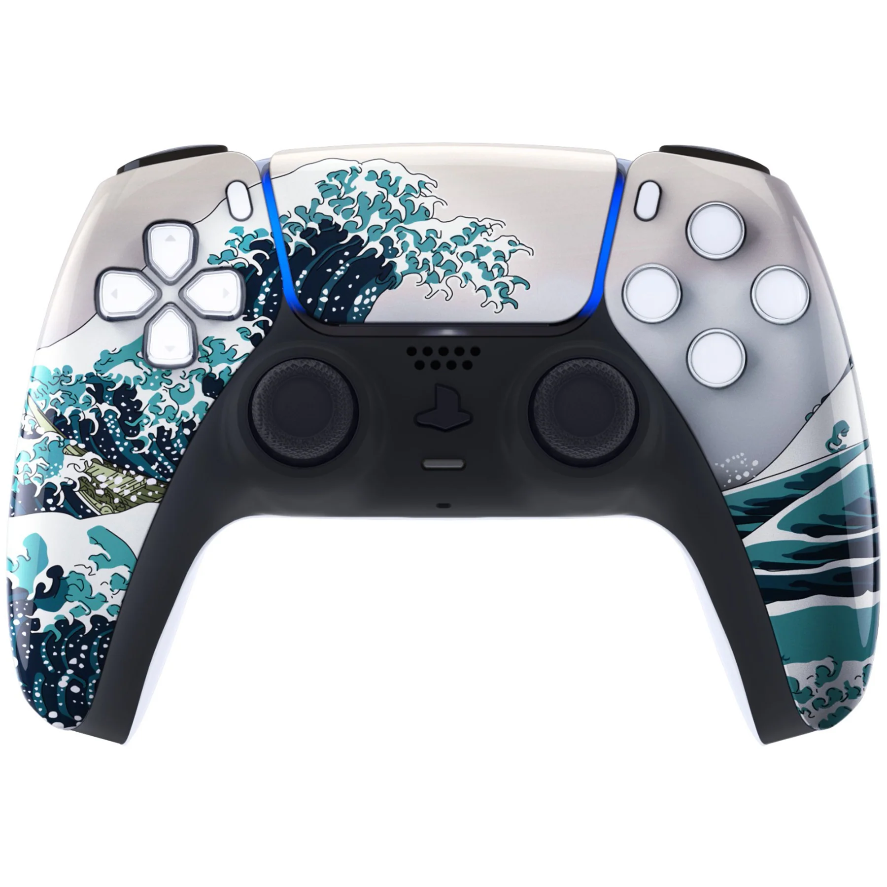 eXtremeRate Replacement Front Housing Shell with Touchpad Compatible with PS5 Controller BDM-010/020/030/040/050/060 - The Great Wave - Image 2