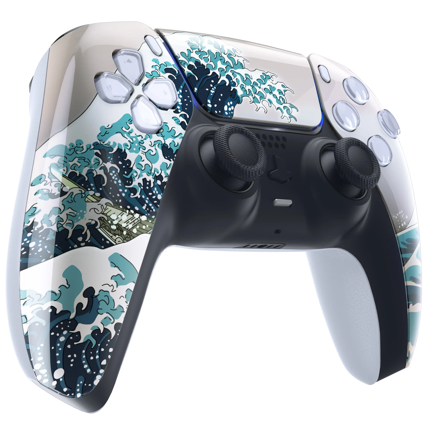 eXtremeRate Replacement Front Housing Shell with Touchpad Compatible with PS5 Controller BDM-010/020/030/040/050/060 - The Great Wave - Image 5