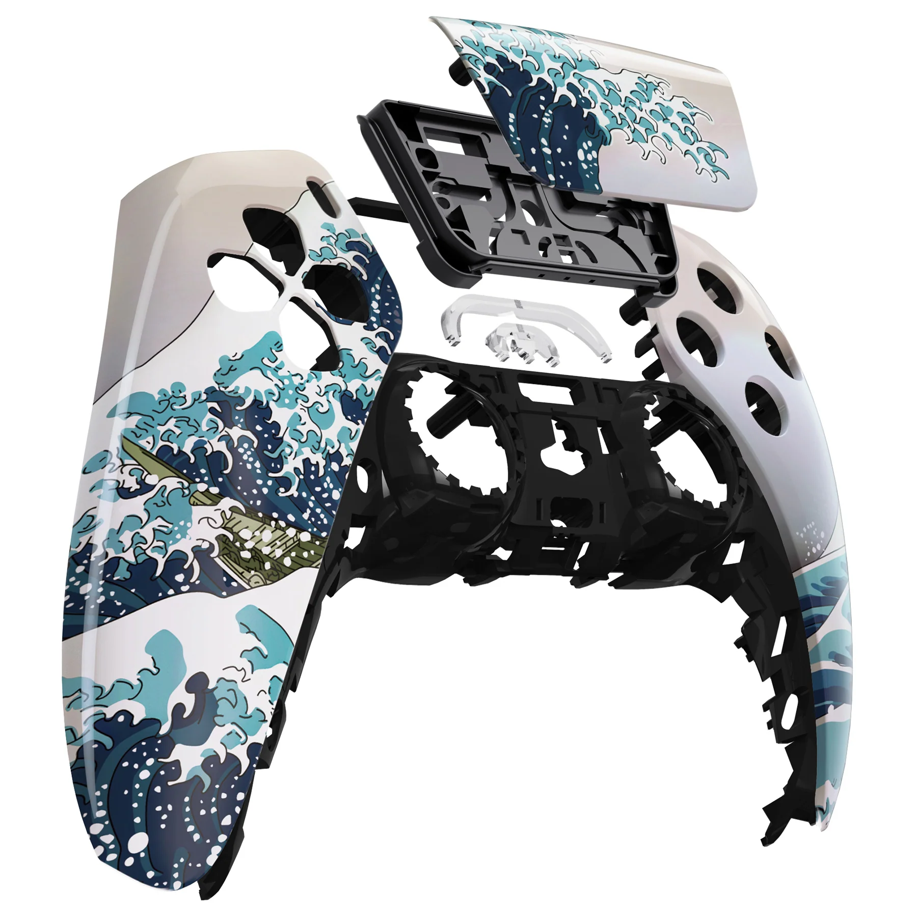 eXtremeRate Replacement Front Housing Shell with Touchpad Compatible with PS5 Controller BDM-010/020/030/040/050/060 - The Great Wave - Image 9