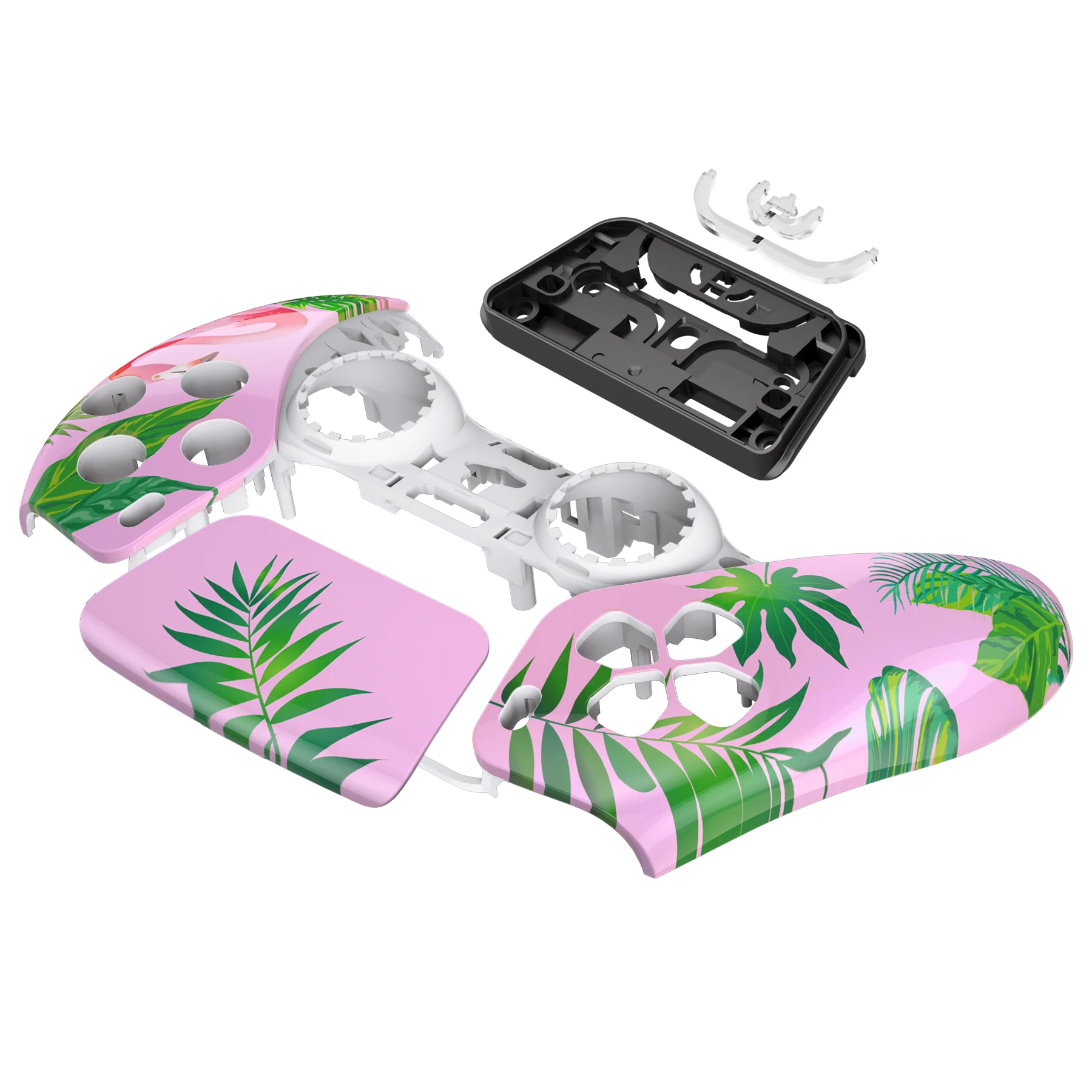 eXtremeRate Replacement Front Housing Shell with Touchpad Compatible with PS5 Controller BDM-010/020/030/040/050 - Tropical Flamingo - Image 10