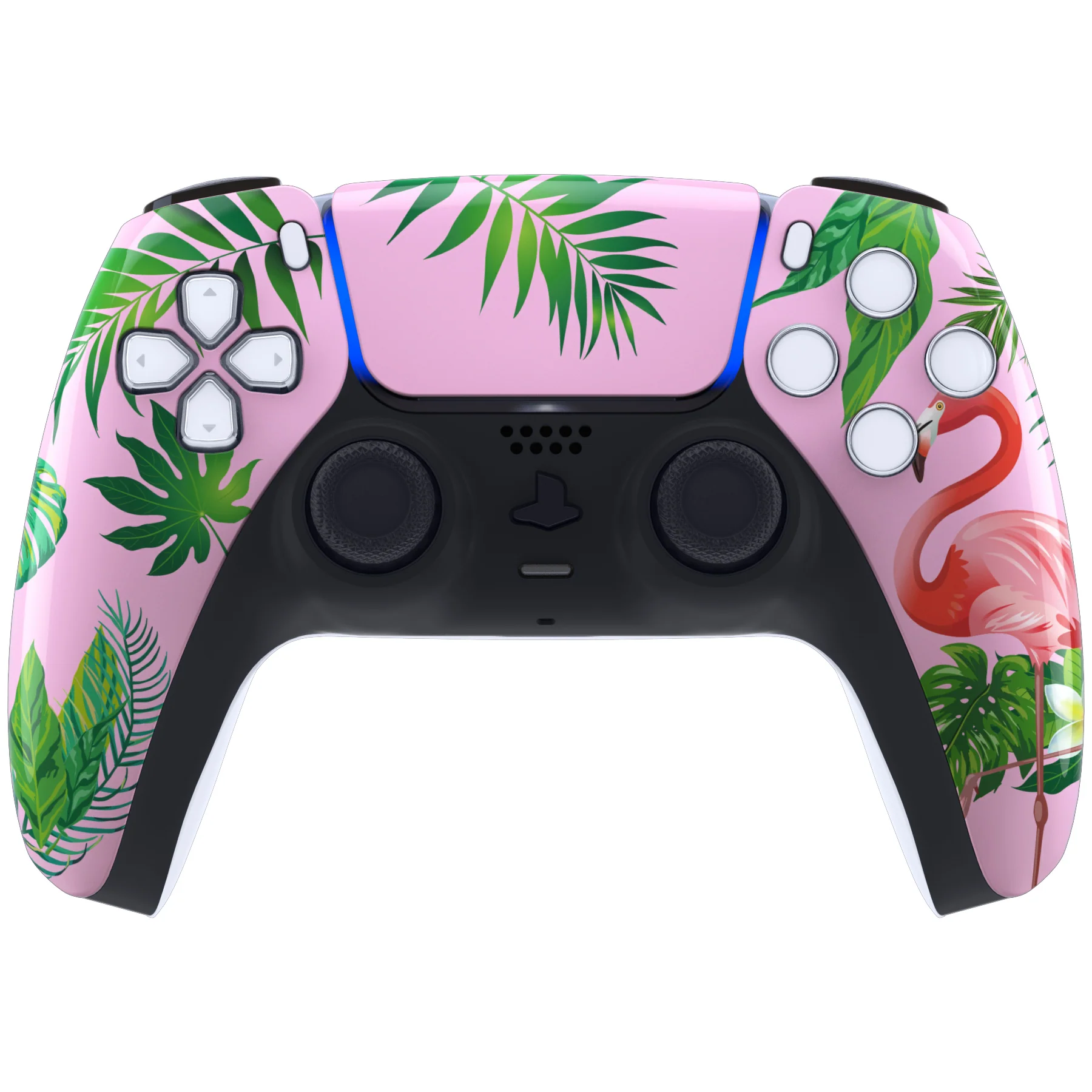eXtremeRate Replacement Front Housing Shell with Touchpad Compatible with PS5 Controller BDM-010/020/030/040/050 - Tropical Flamingo - Image 2