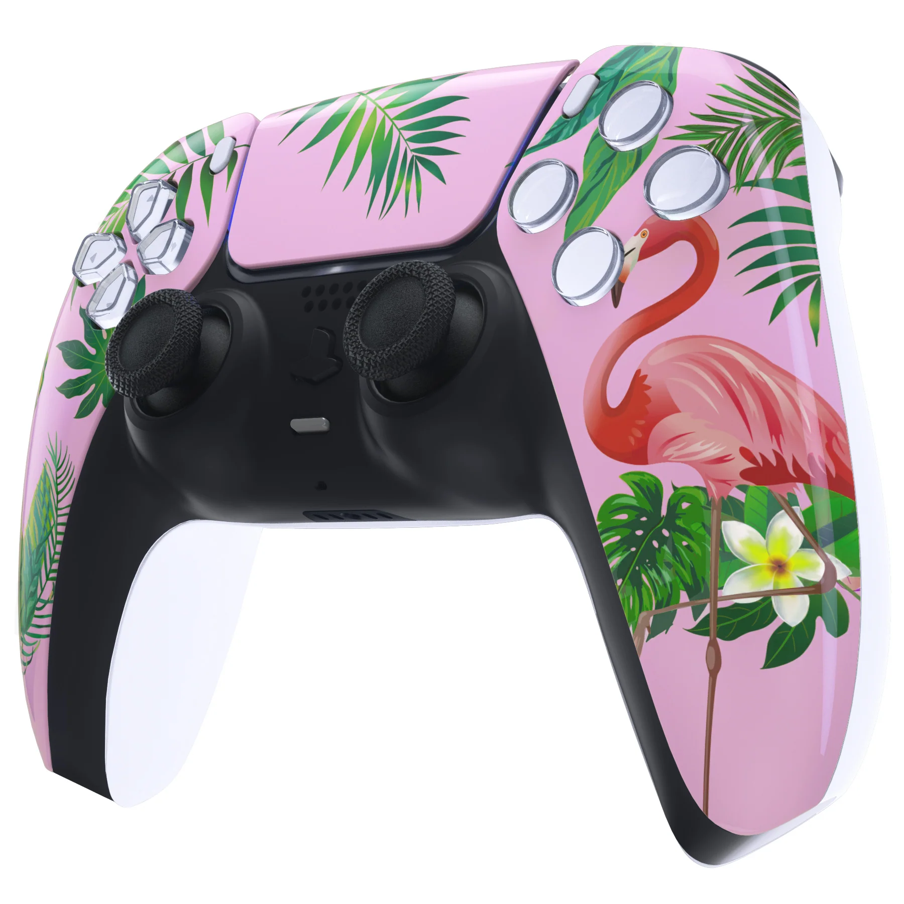 eXtremeRate Replacement Front Housing Shell with Touchpad Compatible with PS5 Controller BDM-010/020/030/040/050 - Tropical Flamingo - Image 4