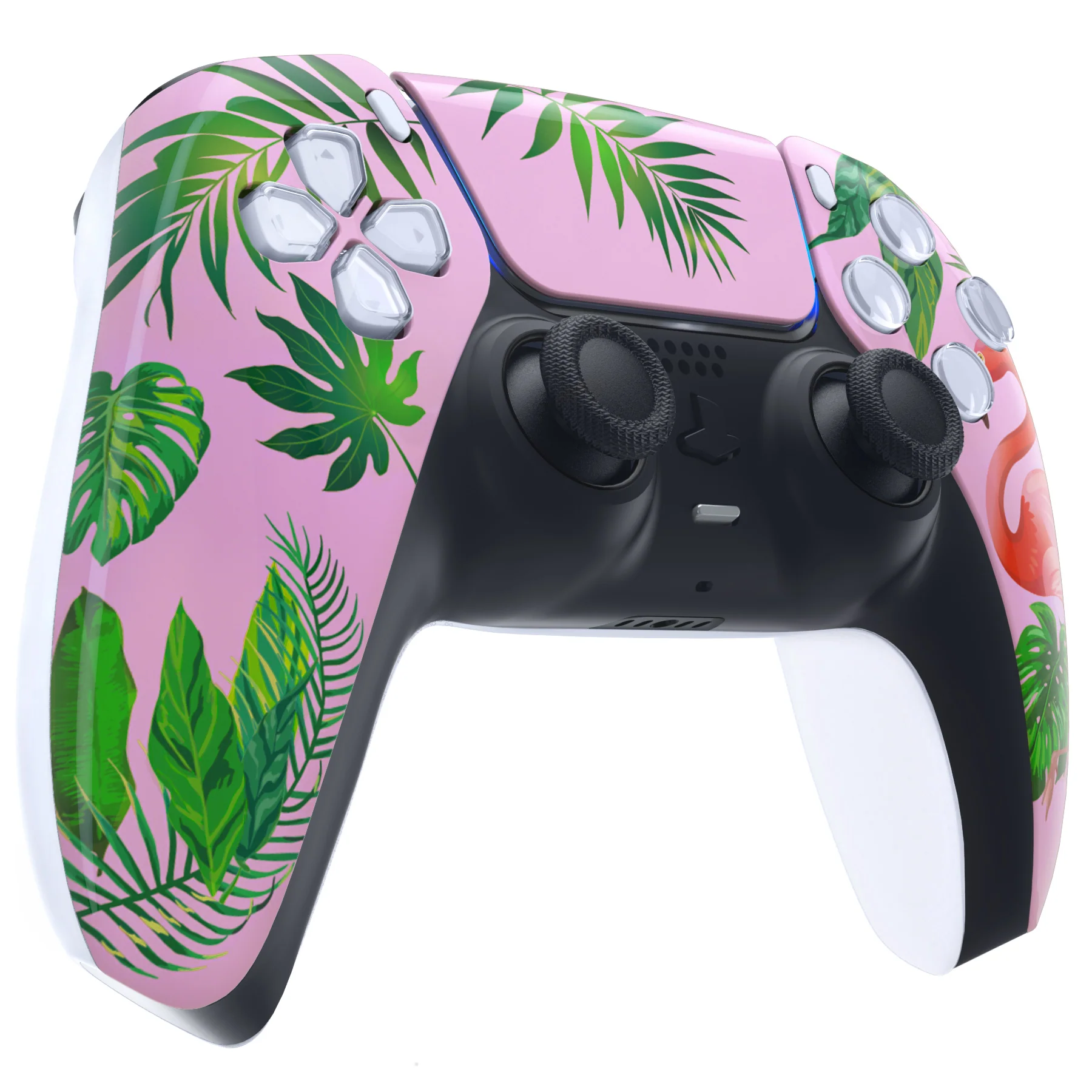 eXtremeRate Replacement Front Housing Shell with Touchpad Compatible with PS5 Controller BDM-010/020/030/040/050 - Tropical Flamingo - Image 5