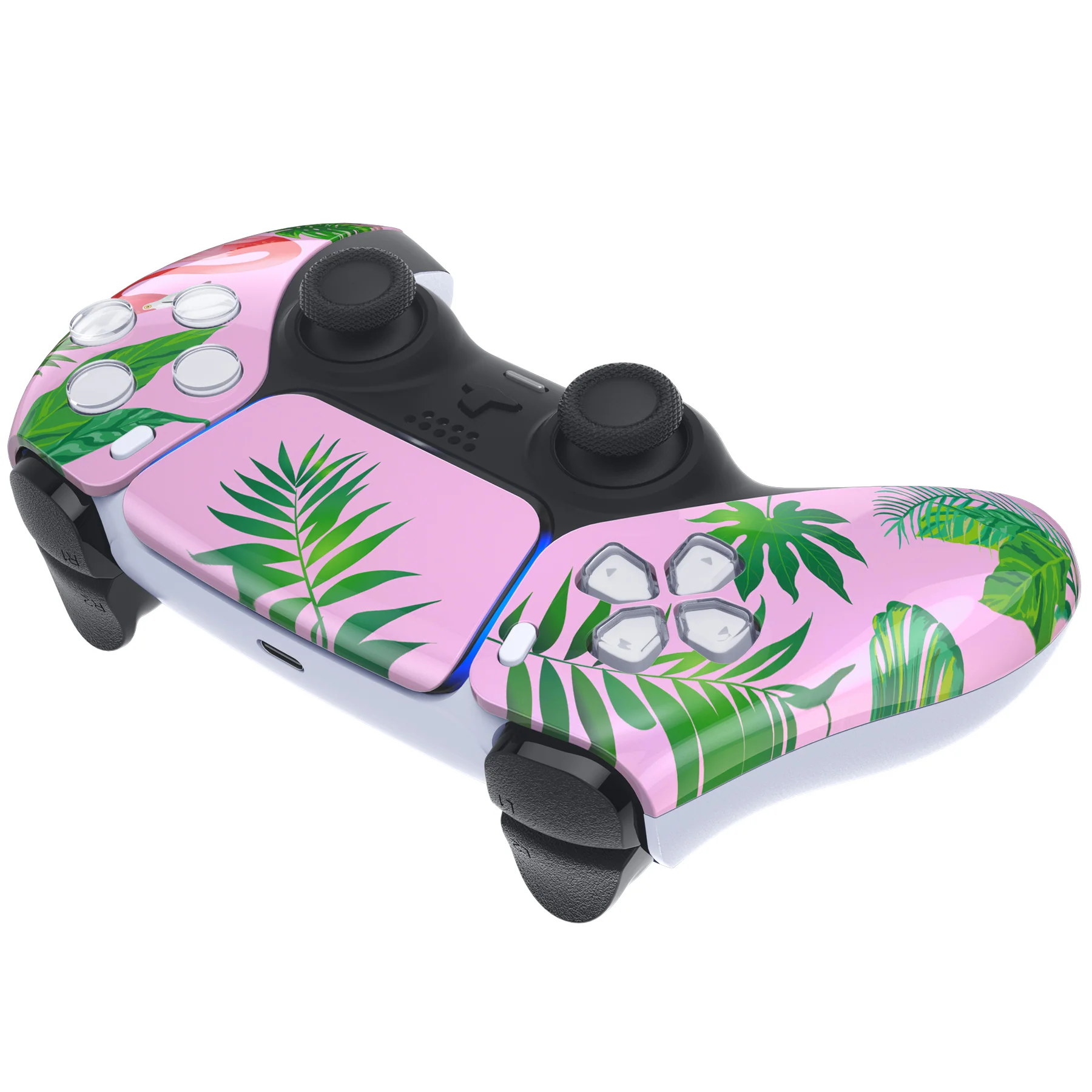 eXtremeRate Replacement Front Housing Shell with Touchpad Compatible with PS5 Controller BDM-010/020/030/040/050 - Tropical Flamingo - Image 6