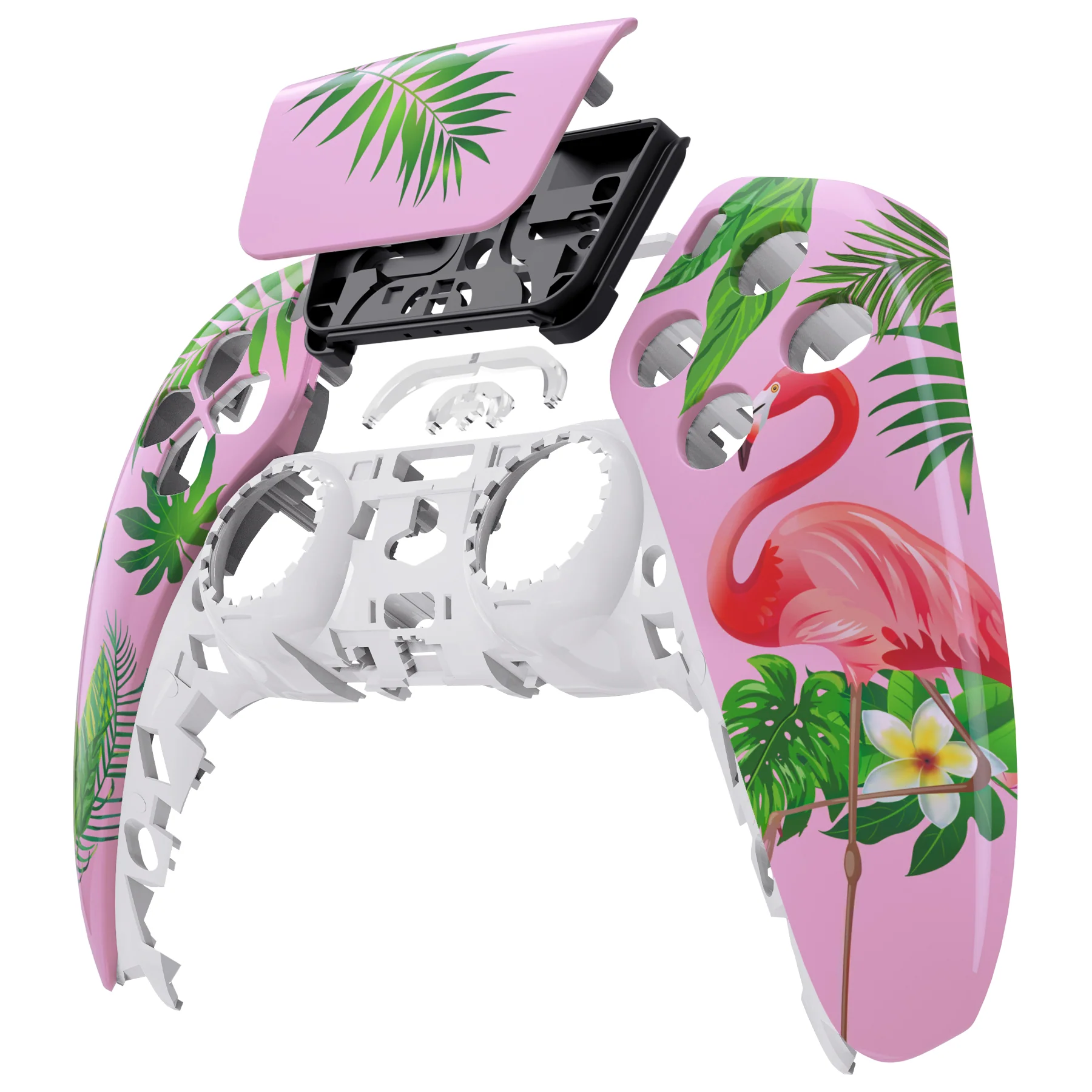 eXtremeRate Replacement Front Housing Shell with Touchpad Compatible with PS5 Controller BDM-010/020/030/040/050 - Tropical Flamingo - Image 8