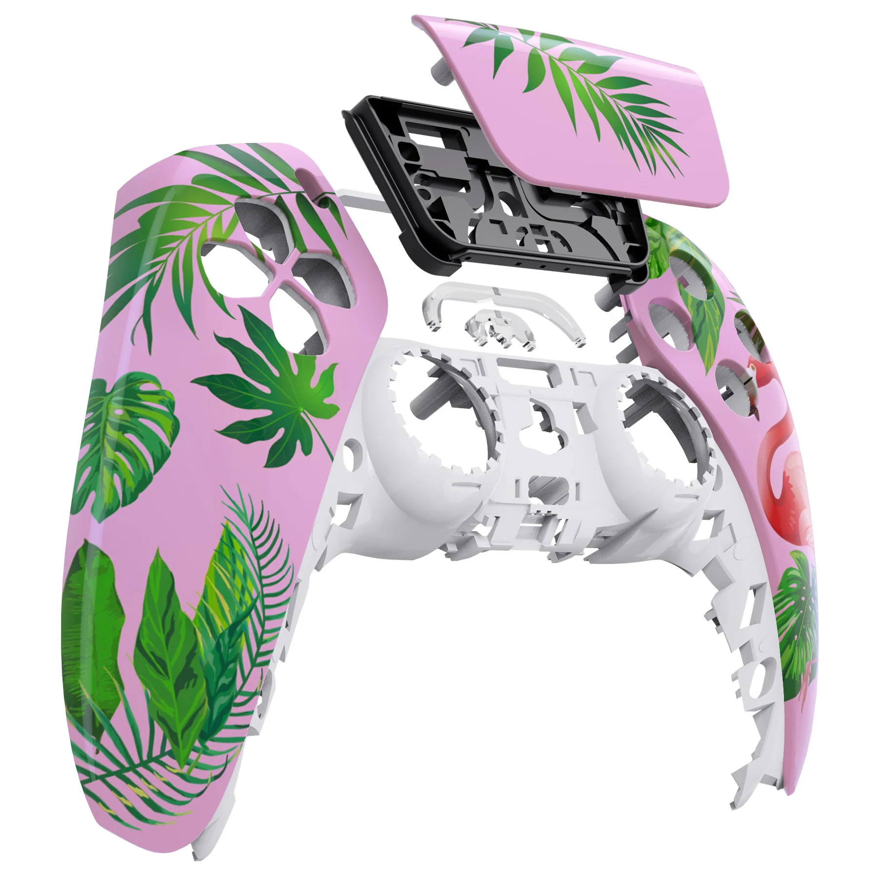 eXtremeRate Replacement Front Housing Shell with Touchpad Compatible with PS5 Controller BDM-010/020/030/040/050 - Tropical Flamingo - Image 9