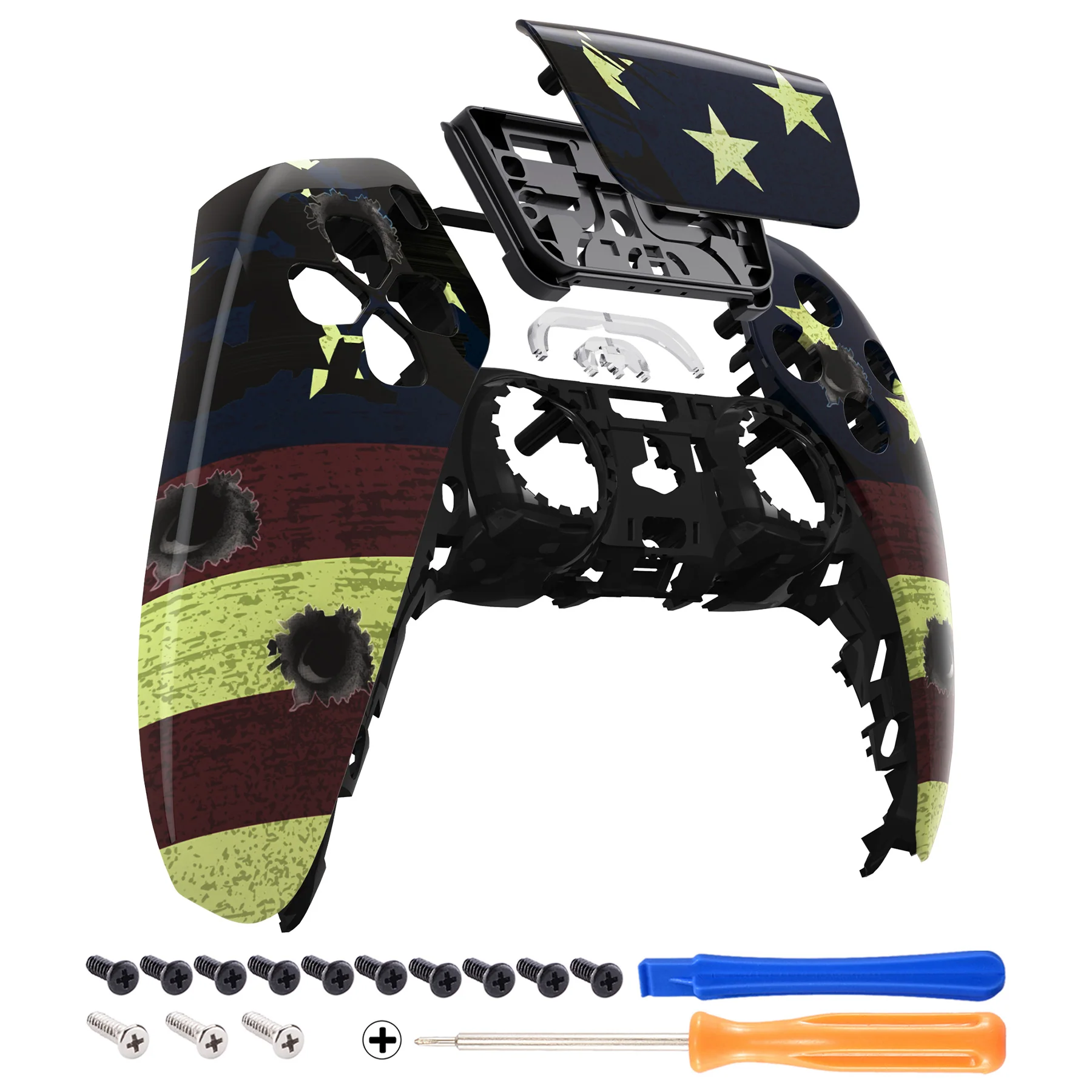 eXtremeRate Replacement Front Housing Shell with Touchpad Compatible with PS5 Controller BDM-010/020/030/040/050 - US Flag The Stars & Stripes - Image 7