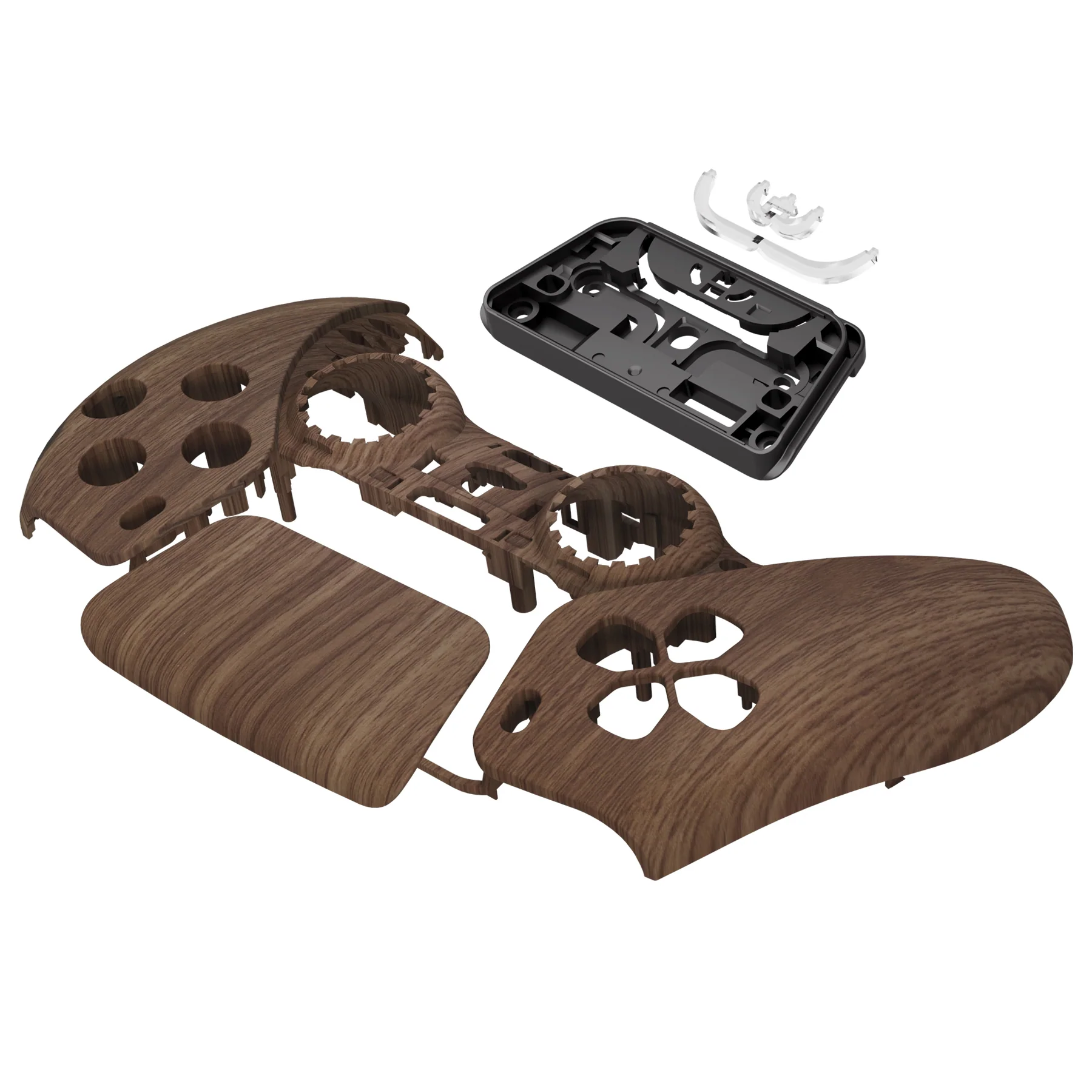 eXtremeRate Replacement Front Housing Shell with Touchpad Compatible with PS5 Controller BDM-010/020/030/040/050/060 - Wood Grain - Image 10