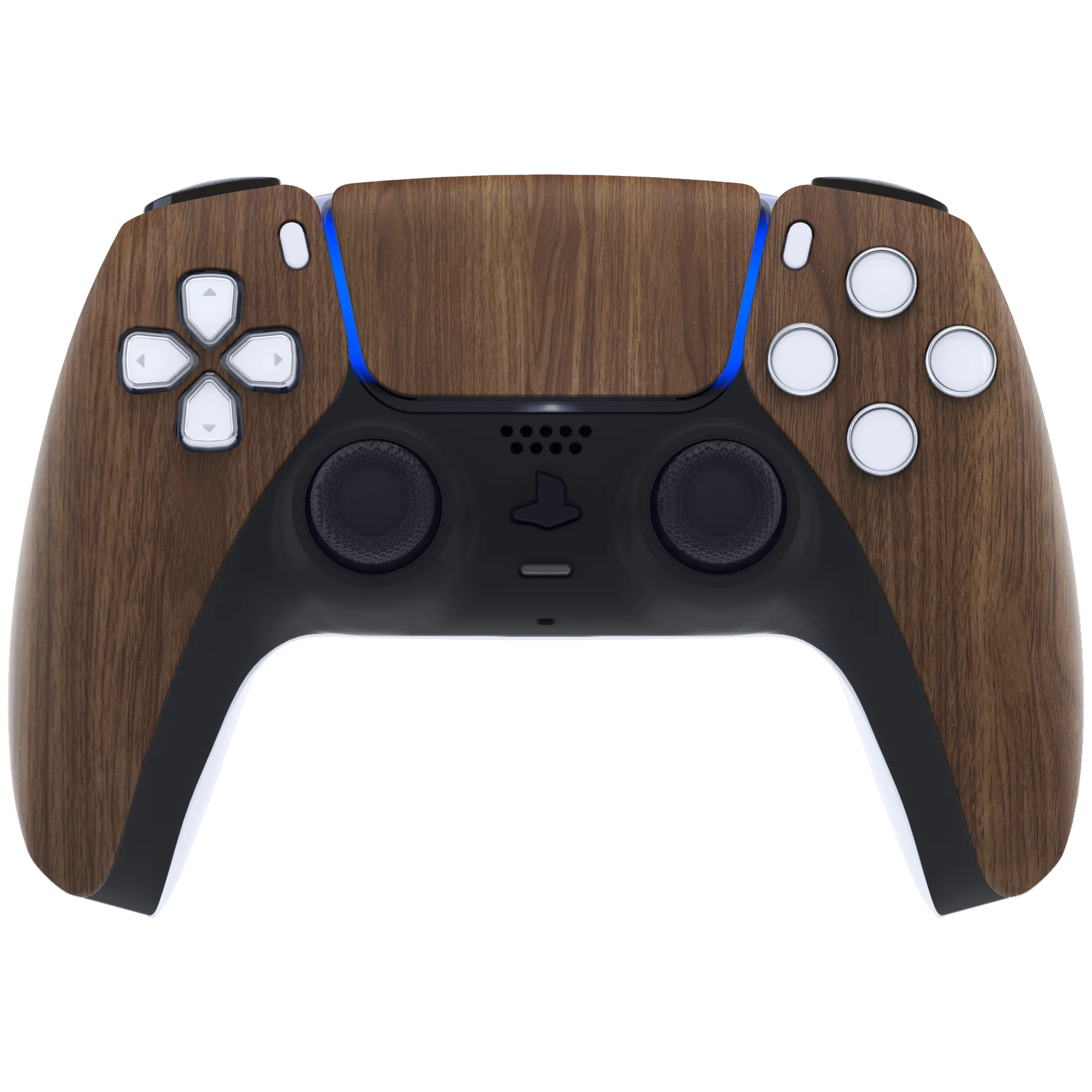 eXtremeRate Replacement Front Housing Shell with Touchpad Compatible with PS5 Controller BDM-010/020/030/040/050/060 - Wood Grain - Image 2