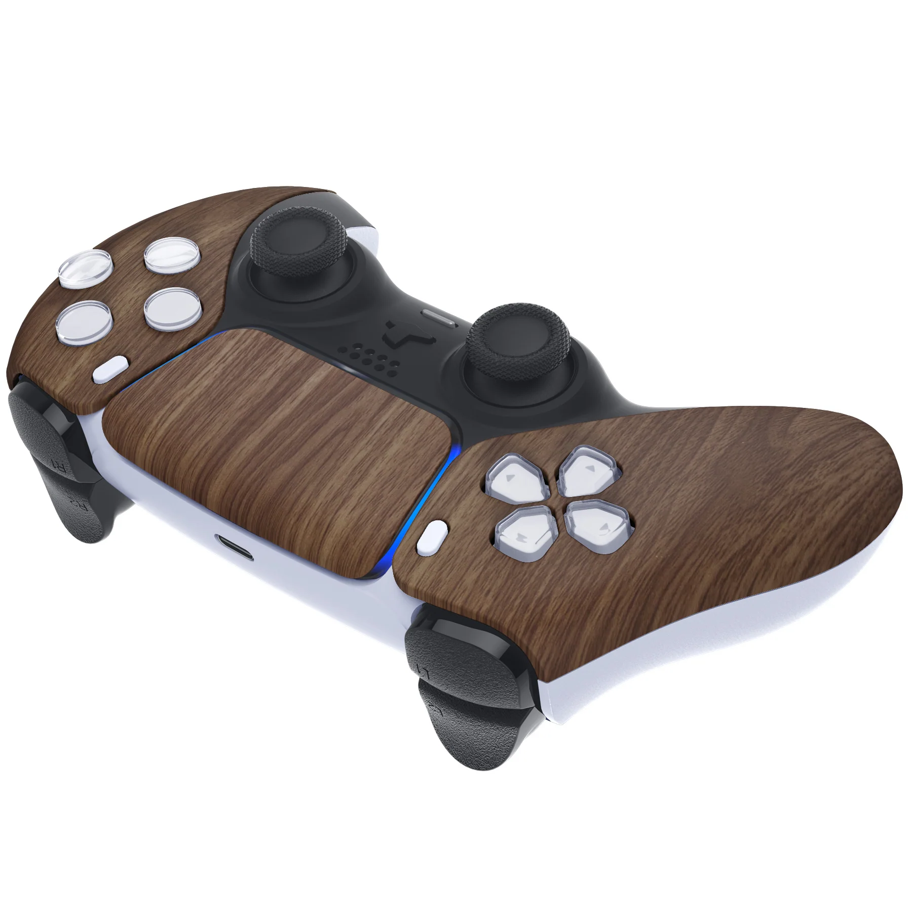 eXtremeRate Replacement Front Housing Shell with Touchpad Compatible with PS5 Controller BDM-010/020/030/040/050/060 - Wood Grain - Image 6