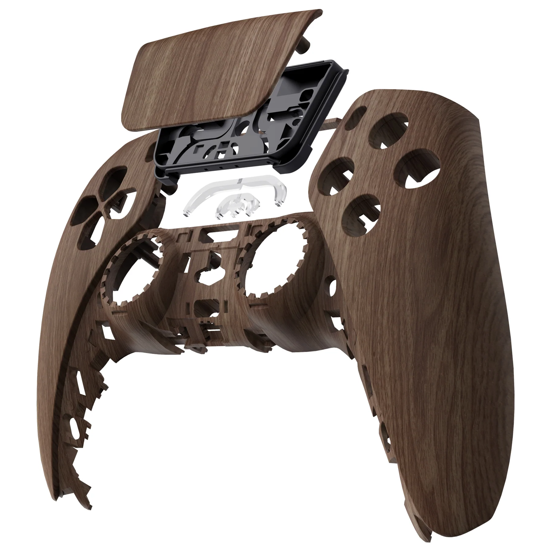 eXtremeRate Replacement Front Housing Shell with Touchpad Compatible with PS5 Controller BDM-010/020/030/040/050/060 - Wood Grain - Image 8