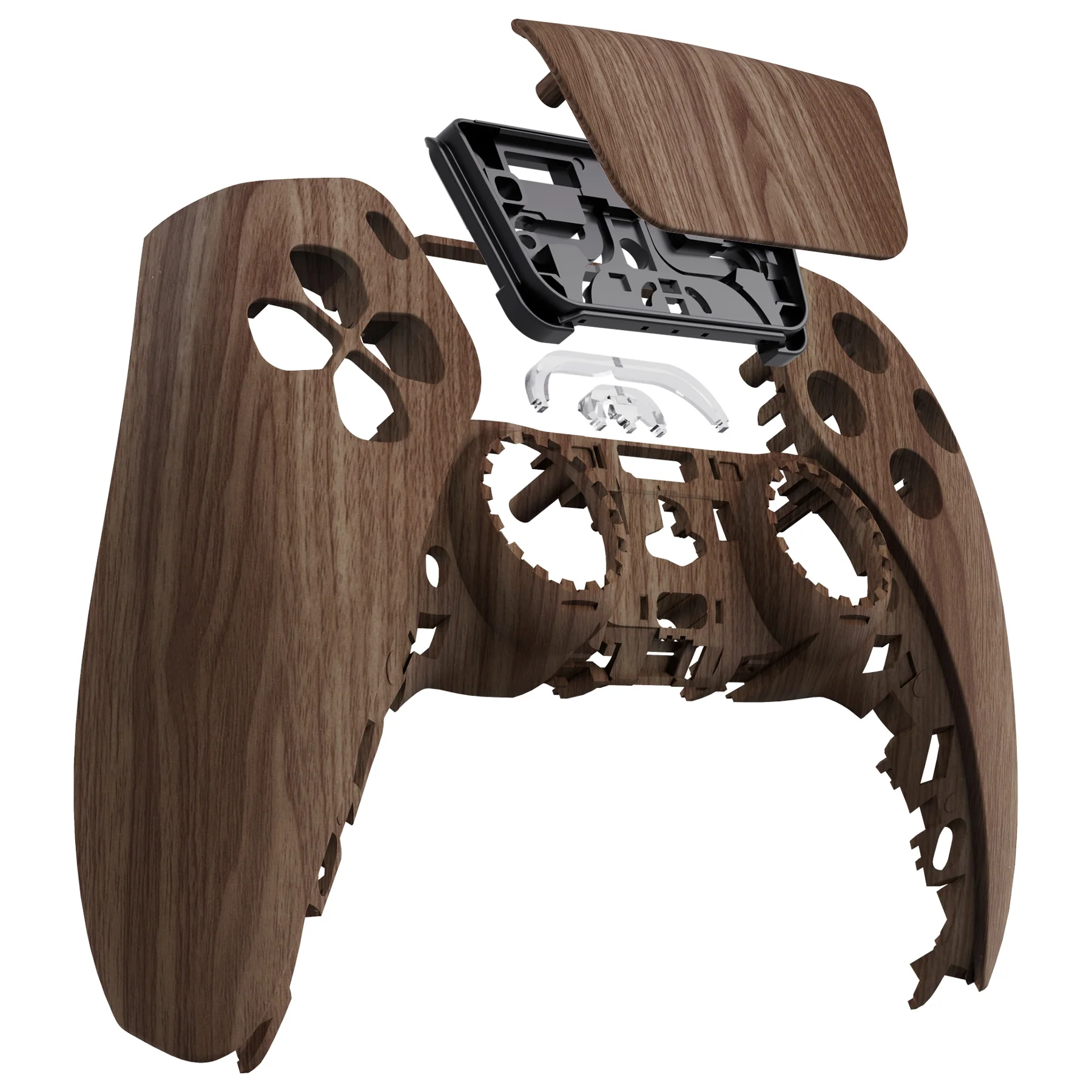 eXtremeRate Replacement Front Housing Shell with Touchpad Compatible with PS5 Controller BDM-010/020/030/040/050/060 - Wood Grain - Image 9