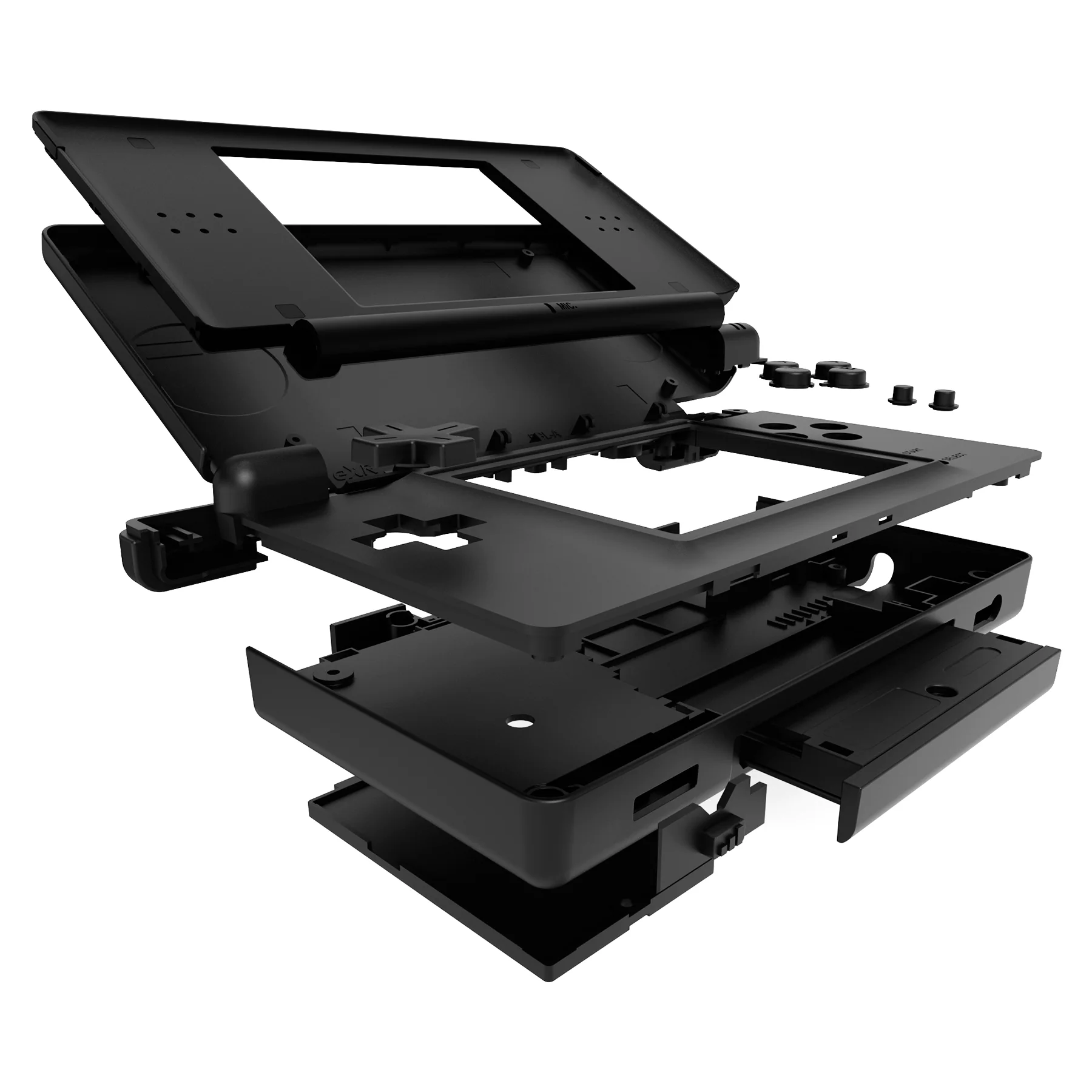 eXtremeRate Replacement Full Housing Shell & Buttons with Screen Lens for Nintendo DS Lite NDSL - Black - Image 4