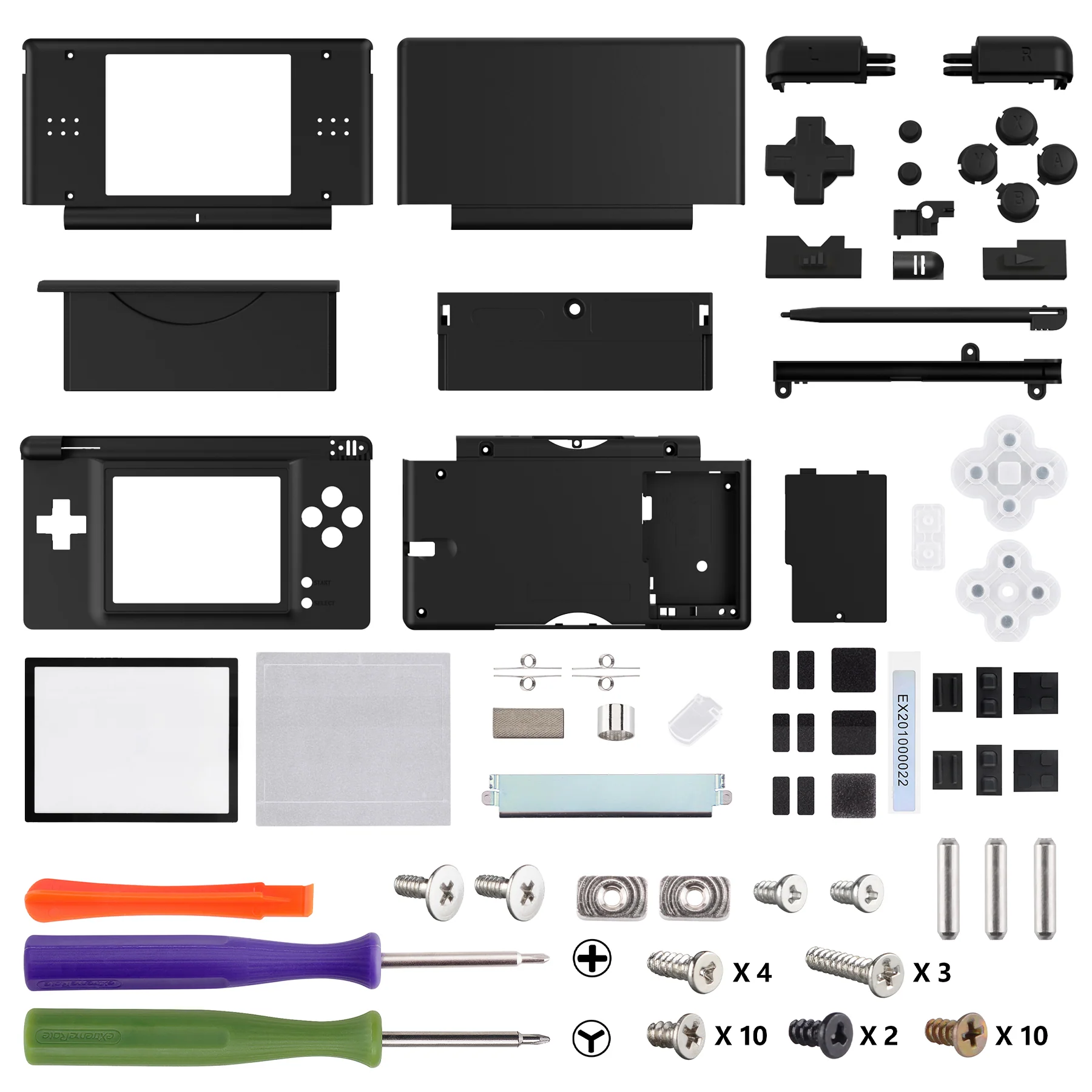 eXtremeRate Replacement Full Housing Shell & Buttons with Screen Lens for Nintendo DS Lite NDSL - Black - Image 5