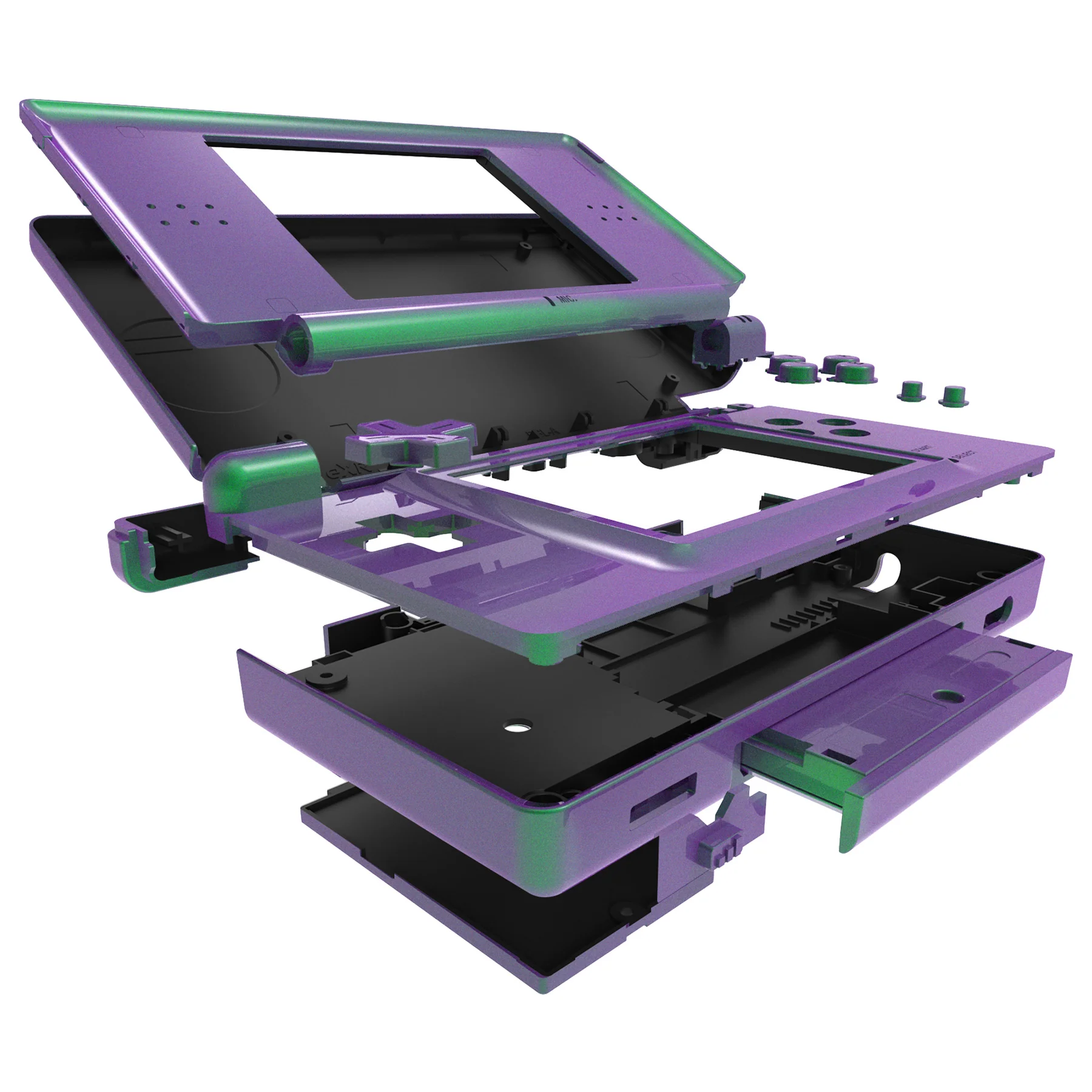 eXtremeRate Replacement Full Housing Shell & Buttons with Screen Lens for Nintendo DS Lite NDSL - Chameleon Green Purple - Image 4
