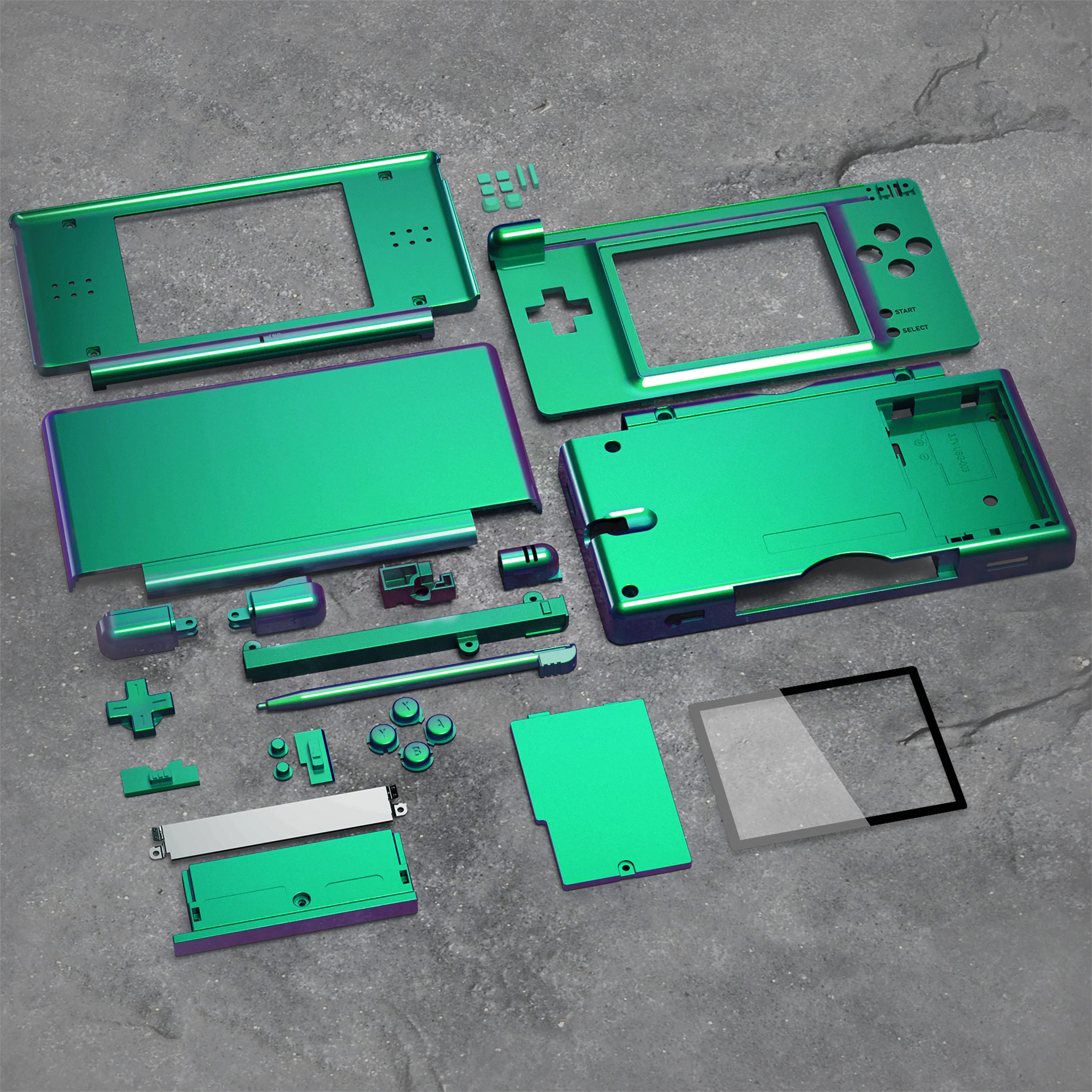 eXtremeRate Replacement Full Housing Shell & Buttons with Screen Lens for Nintendo DS Lite NDSL - Chameleon Green Purple - Image 6