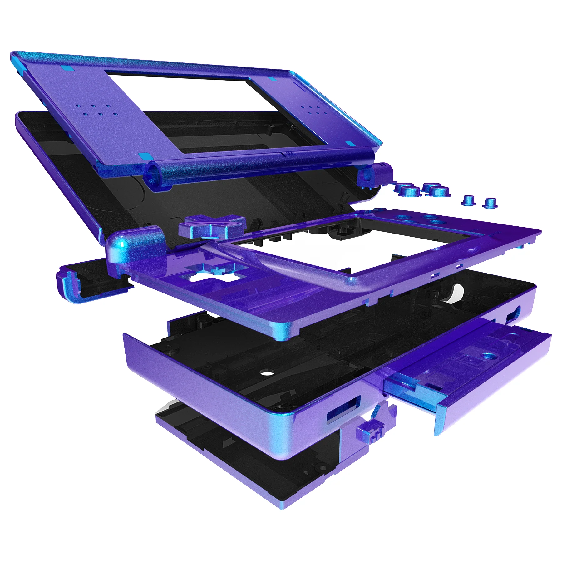 eXtremeRate Replacement Full Housing Shell & Buttons with Screen Lens for Nintendo DS Lite NDSL - Chameleon Purple Blue - Image 4