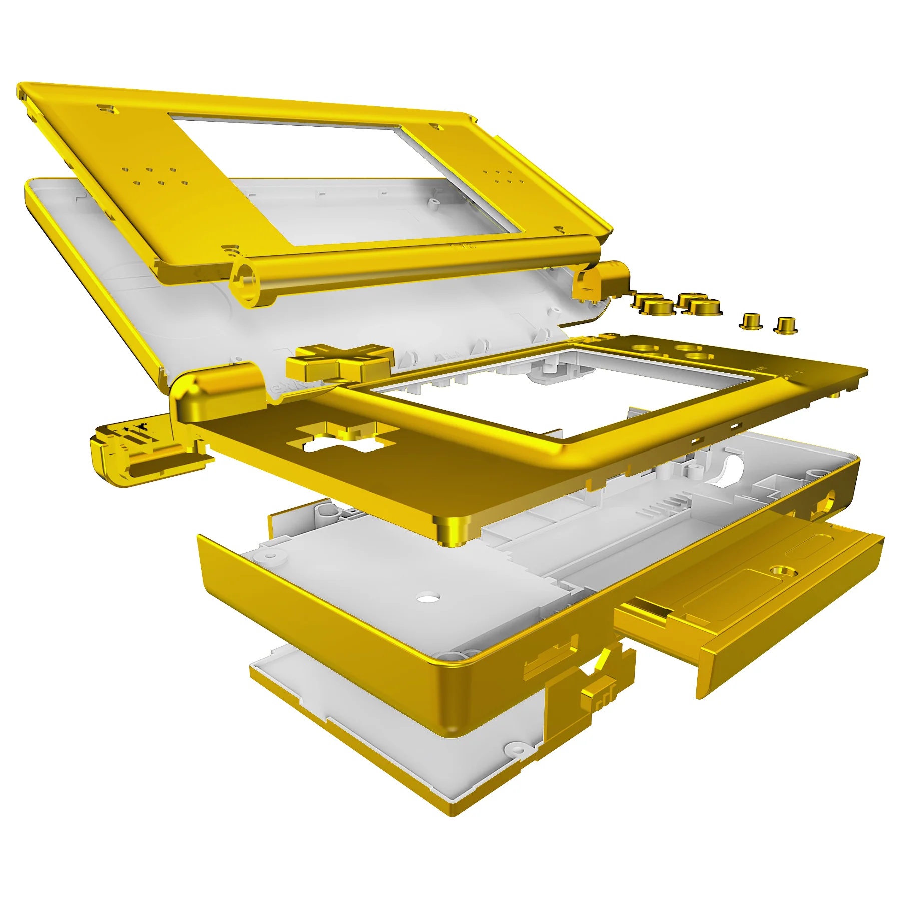 eXtremeRate Replacement Full Housing Shell & Buttons with Screen Lens for Nintendo DS Lite NDSL - Chrome Gold - Image 4