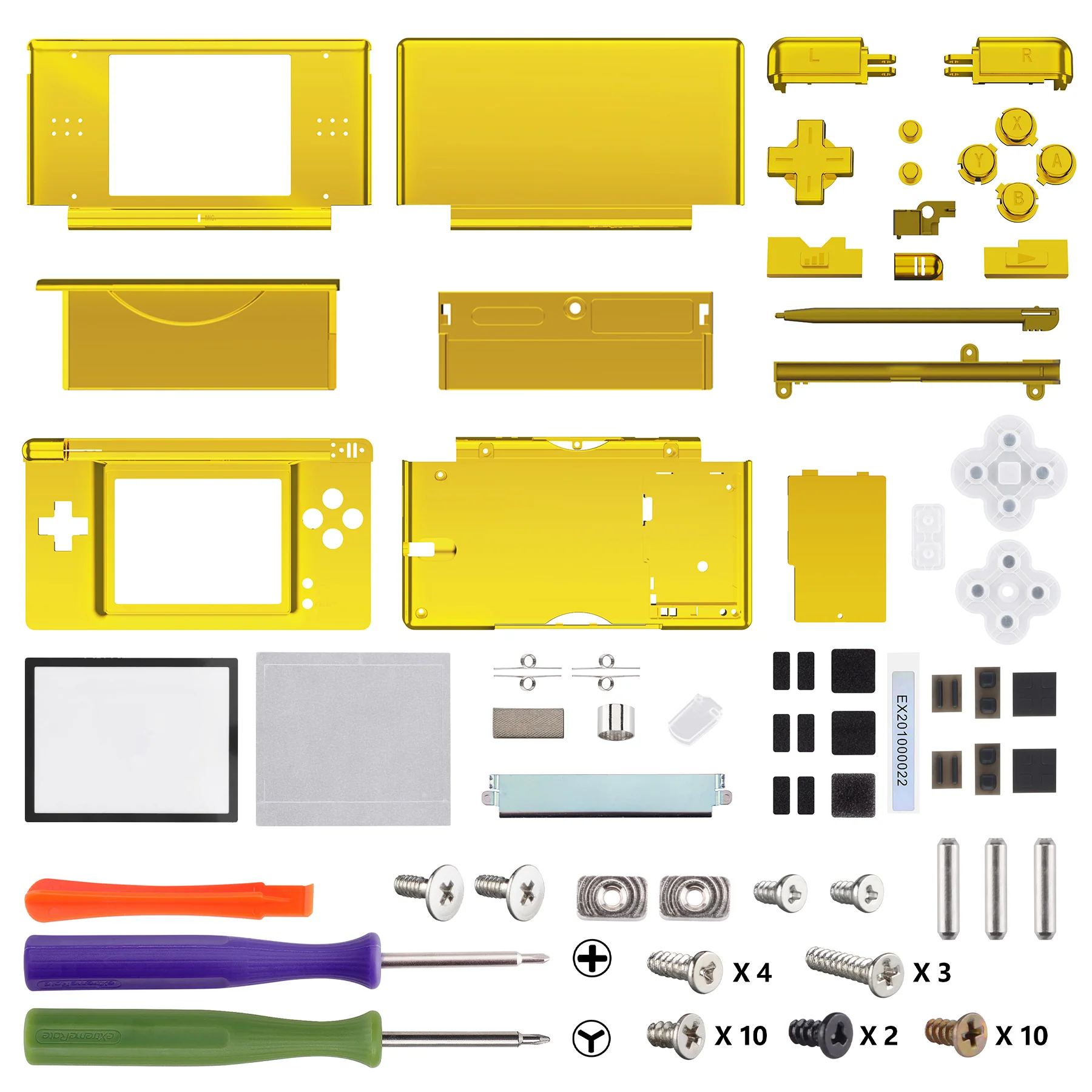 eXtremeRate Replacement Full Housing Shell & Buttons with Screen Lens for Nintendo DS Lite NDSL - Chrome Gold - Image 5